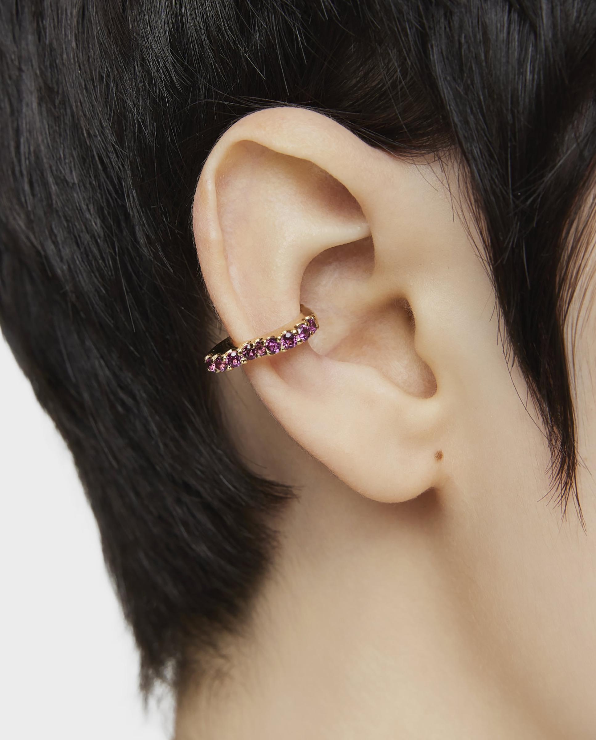 Earcuff My Other Half banhado a ouro de 18 K sobre prata e rodolitas Rosa-4
