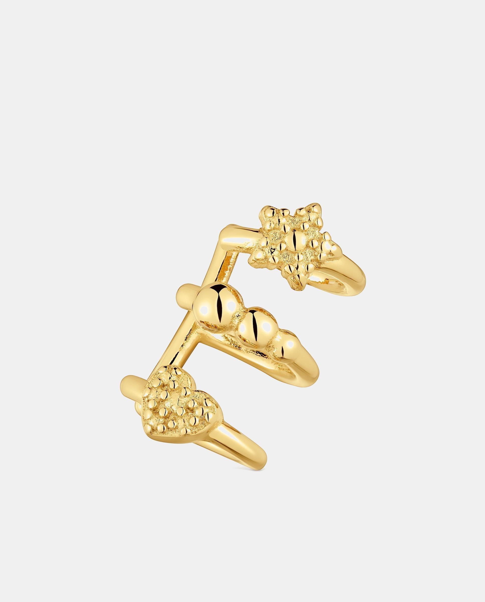Piercing Solto Grain de Espiral Banhado a Ouro de 18 Kt Sobre Prata Dourado-1