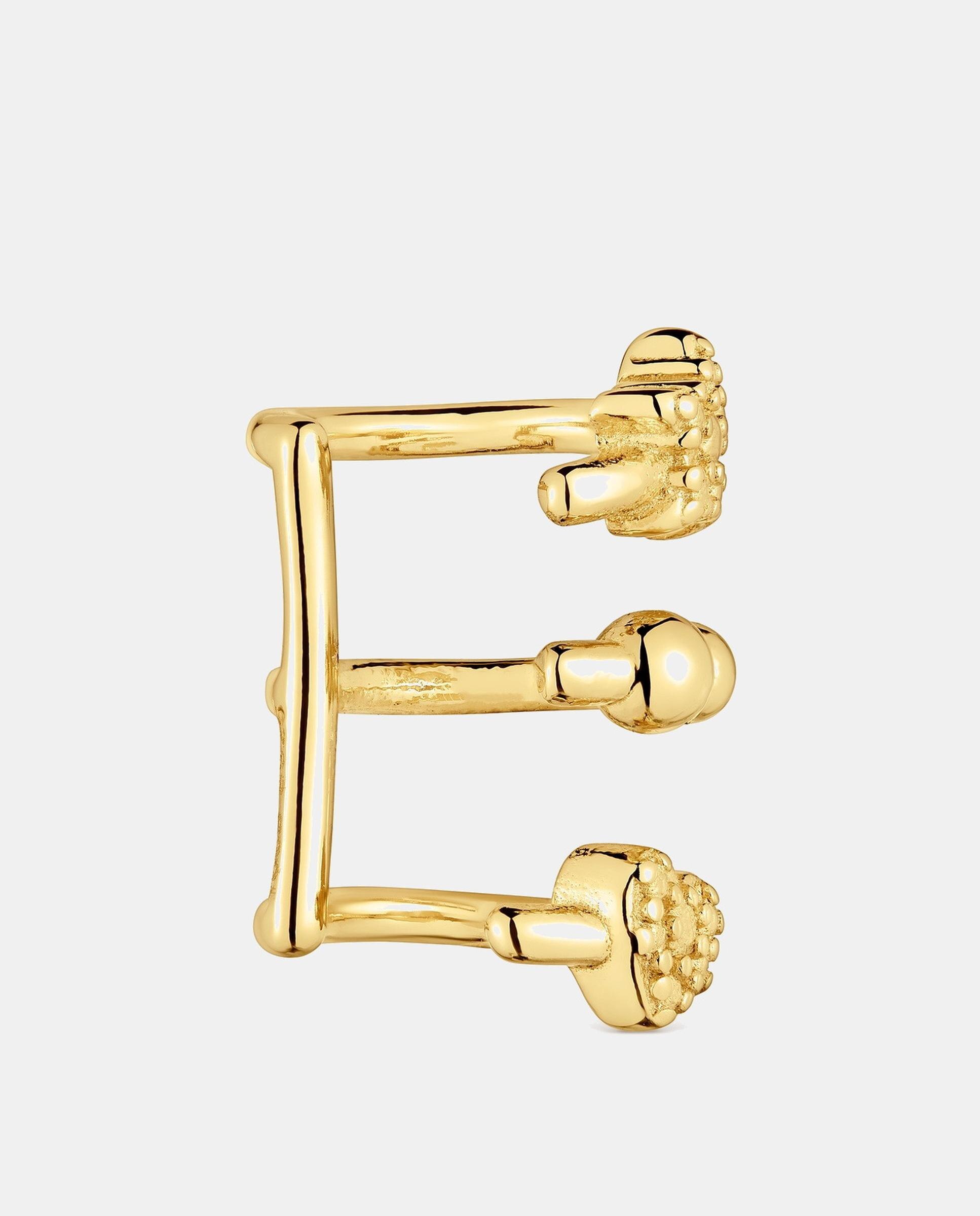 Piercing Solto Grain de Espiral Banhado a Ouro de 18 Kt Sobre Prata Dourado-2