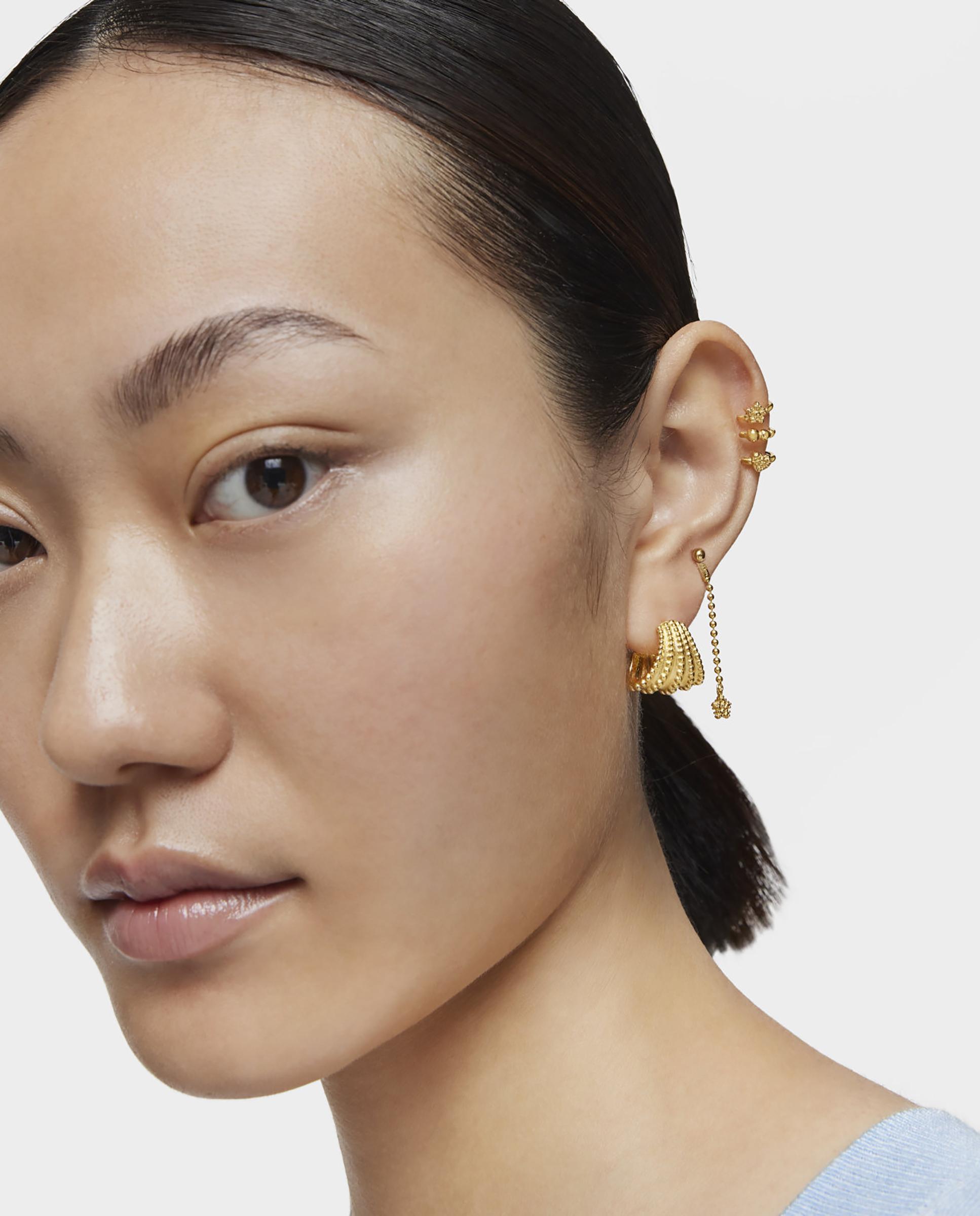 Piercing Solto Grain de Espiral Banhado a Ouro de 18 Kt Sobre Prata Dourado-3