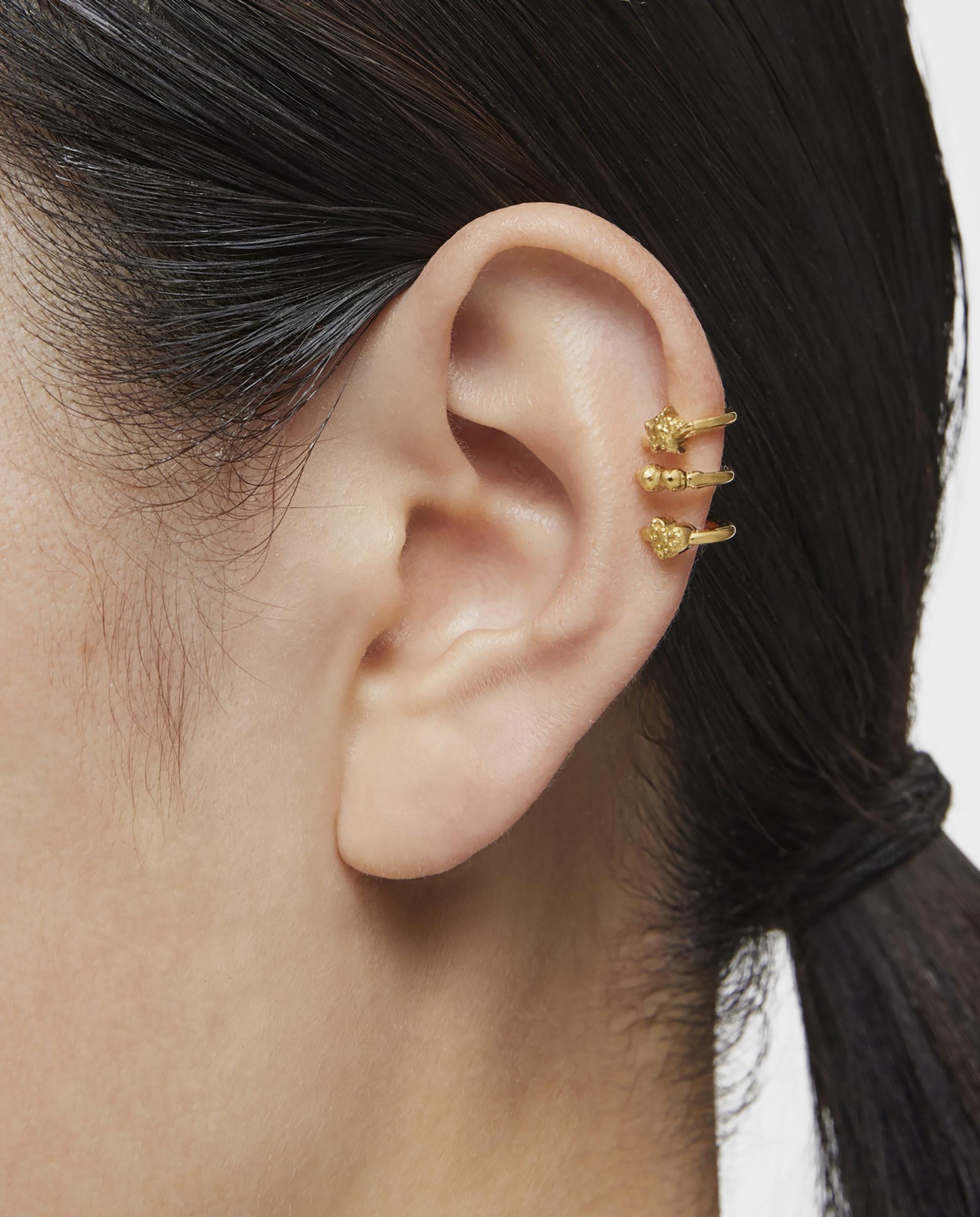 Piercing Solto Grain de Espiral Banhado a Ouro de 18 Kt Sobre Prata Dourado-4