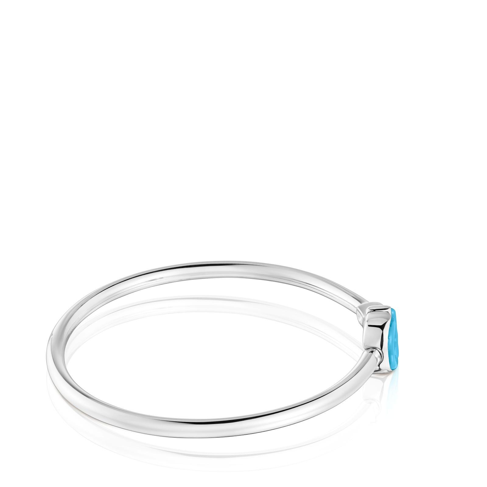 Pulseira Escrava Manifesto de Prata e Motivo em Azul Azul-2