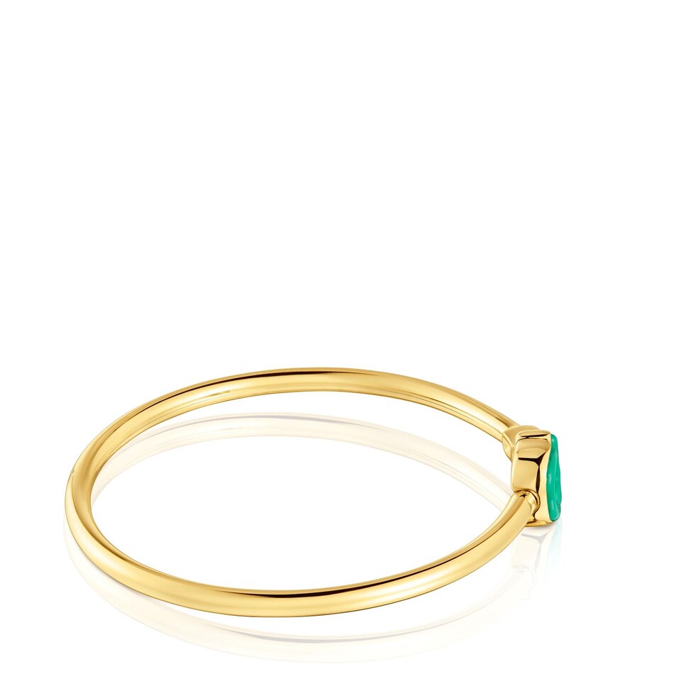 Pulseira Escrava Manifesto Banhada em Ouro 18 kt sobre Prata e Motivo em Verde Verde-2