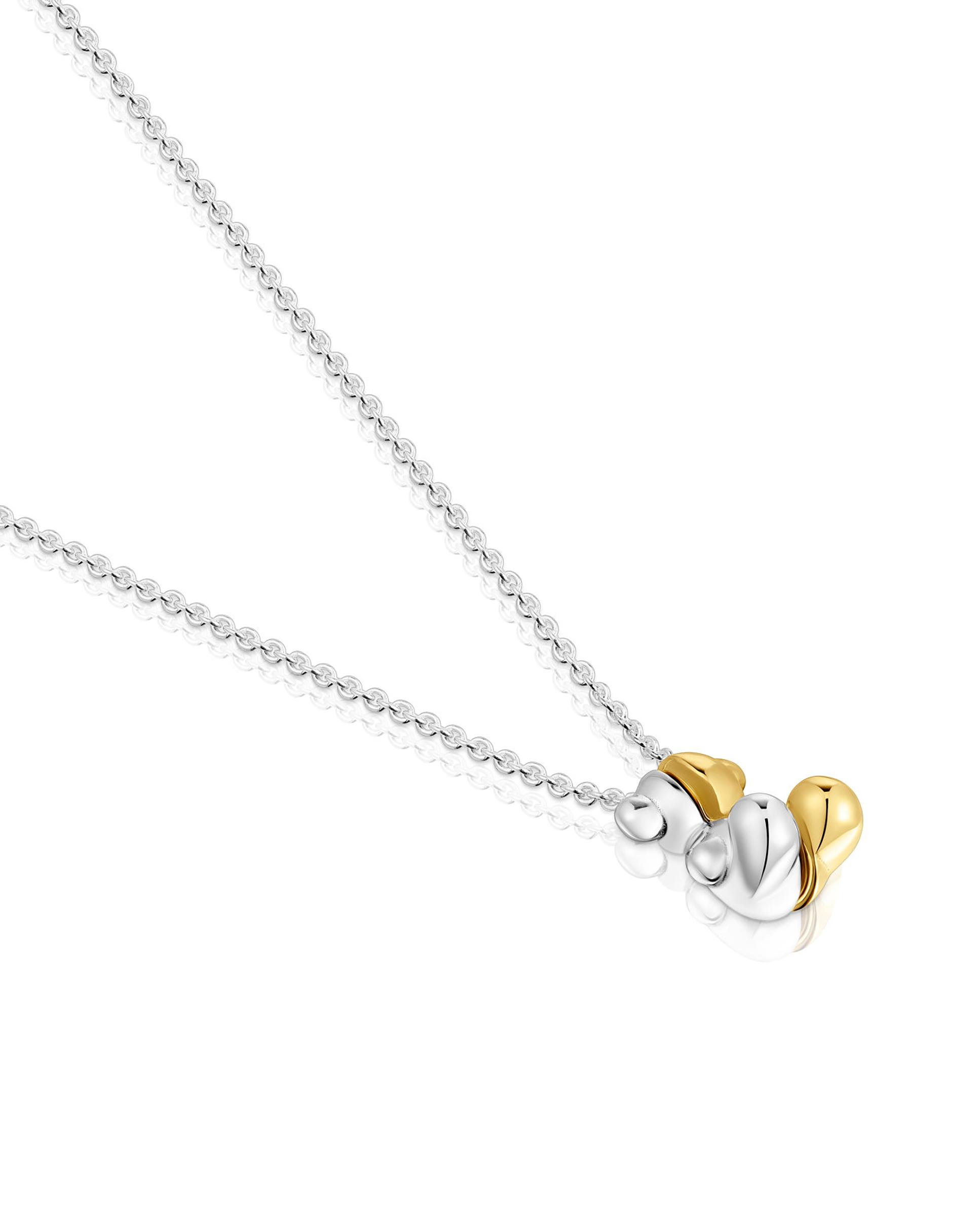 Colar My Other Half Curto com Duplo Urso Pequeno Bicolor Dourado-2