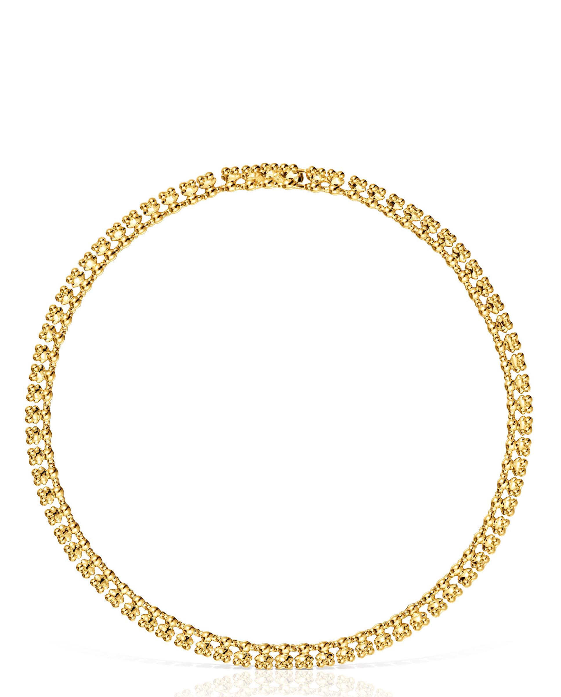 Colar Bold Bear Curto Banhado em Ouro 18 Kt Sobre Prata Dourado-1