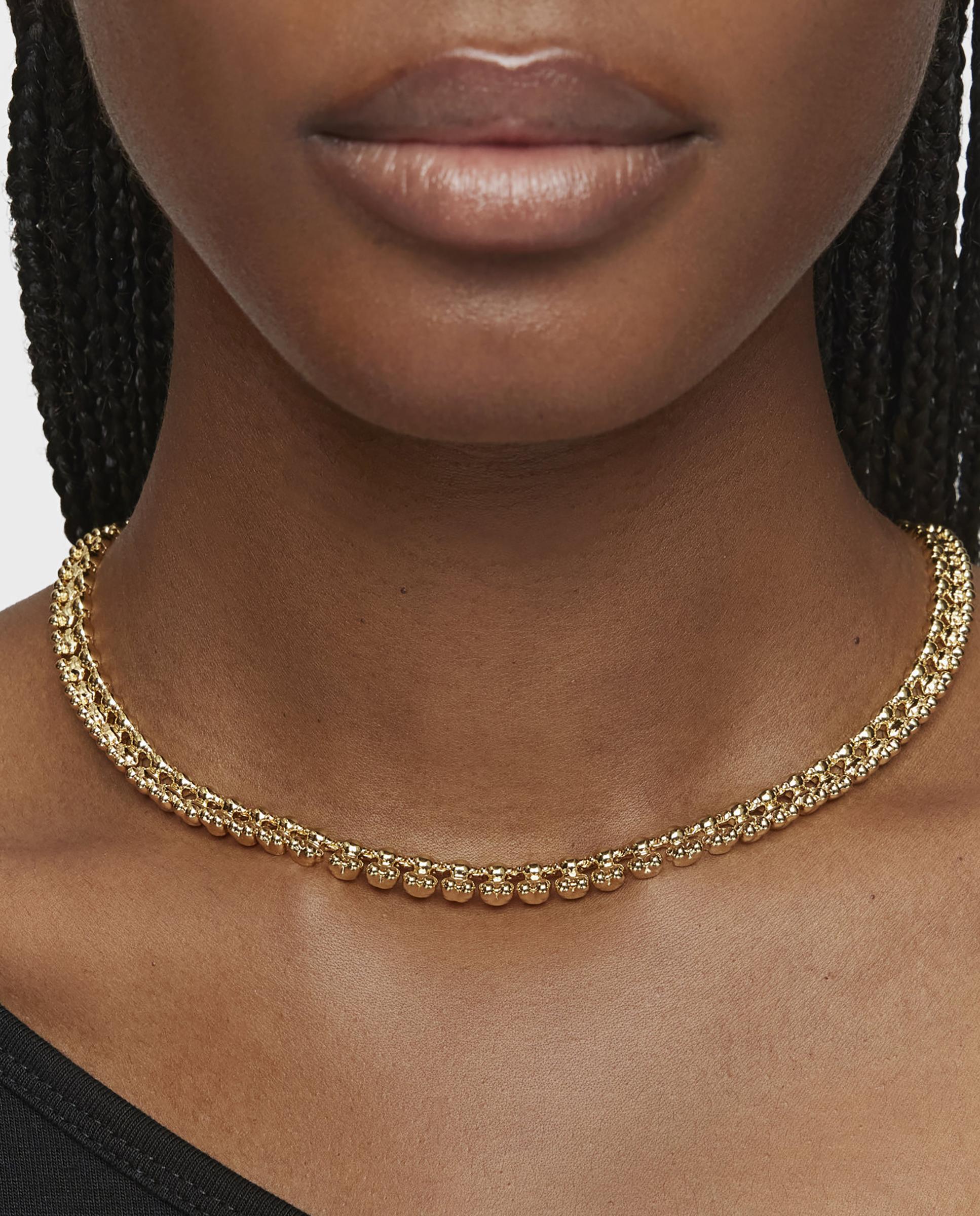 Colar Bold Bear Curto Banhado a Ouro 18 Kt Sobre Prata Dourado-6