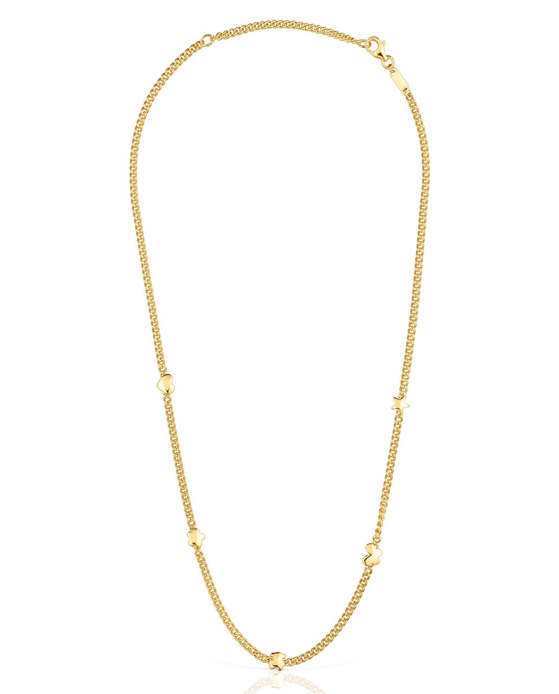 Colar Bold Motif Curto Banhado em Ouro 18 Kt Sobre Prata Motivos Dourado-1