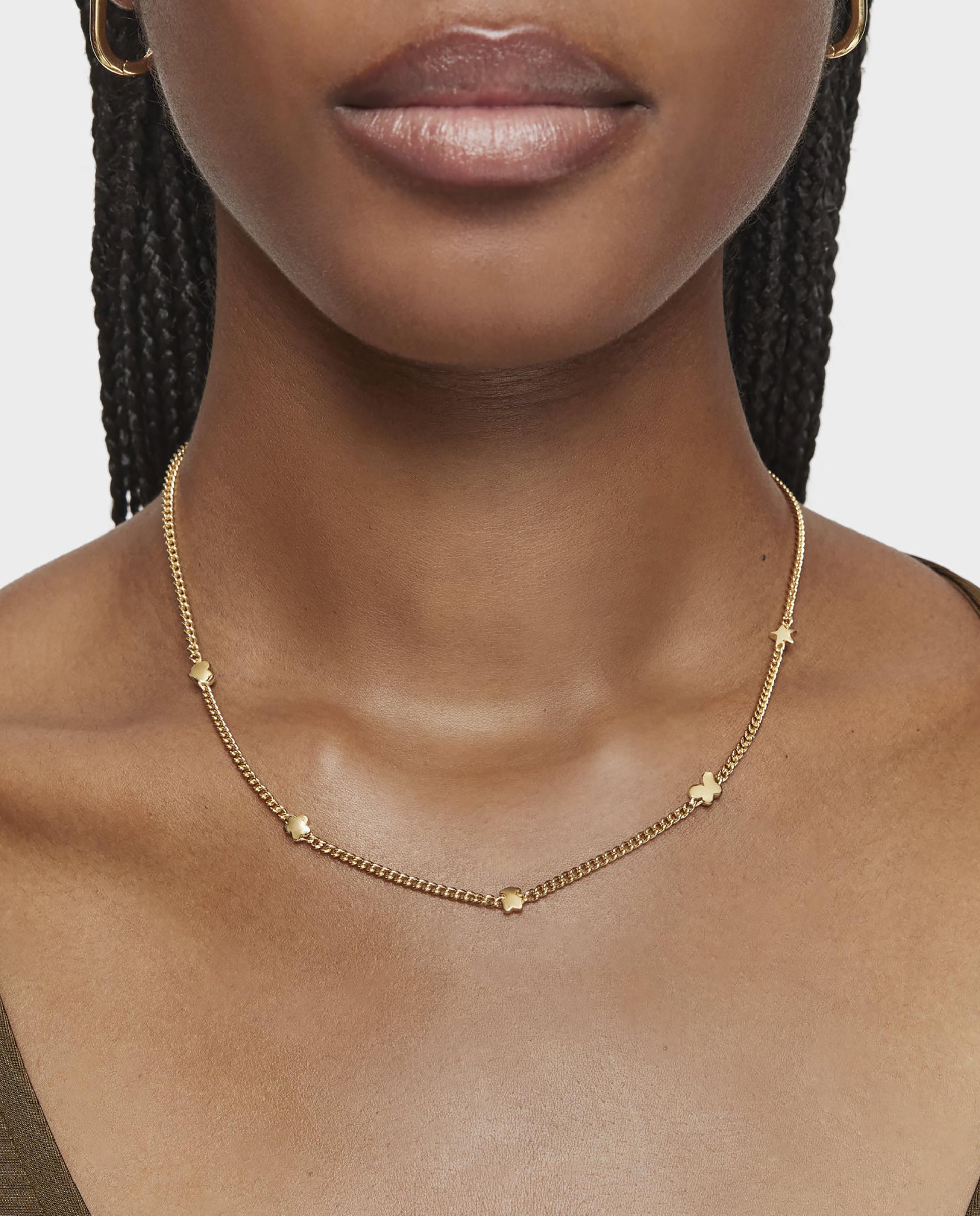 Colar Bold Motif Curto Banhado em Ouro 18 Kt Sobre Prata Motivos Dourado-3