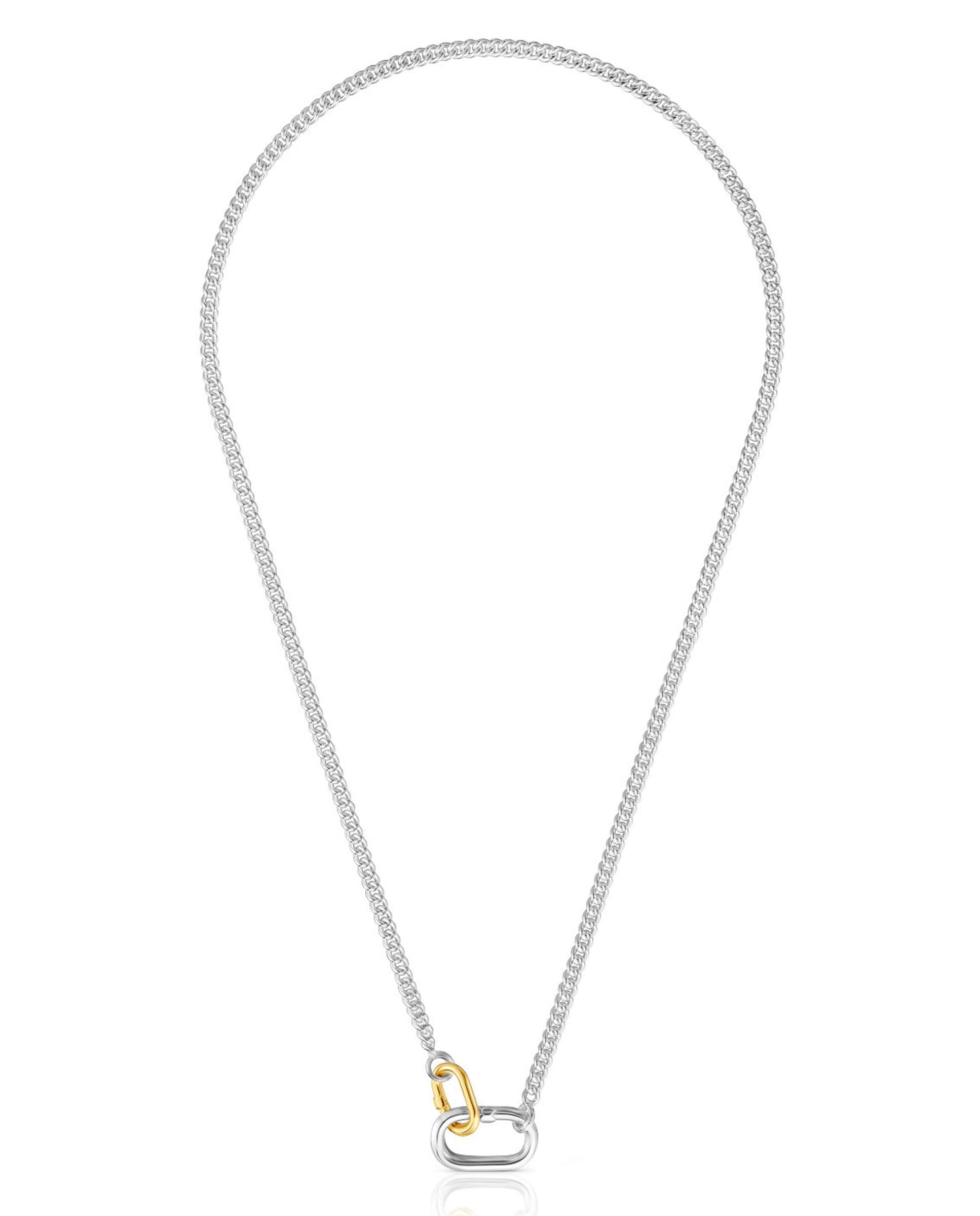 Colar Hold Oval Orto de Prata com Argolas Bicolor Multicolor-1