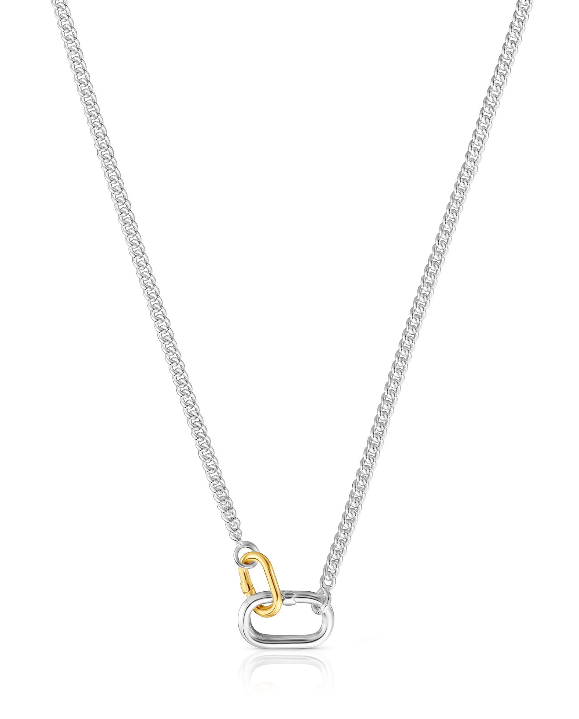 Colar Hold Oval Orto de Prata com Argolas Bicolor Multicolor-2