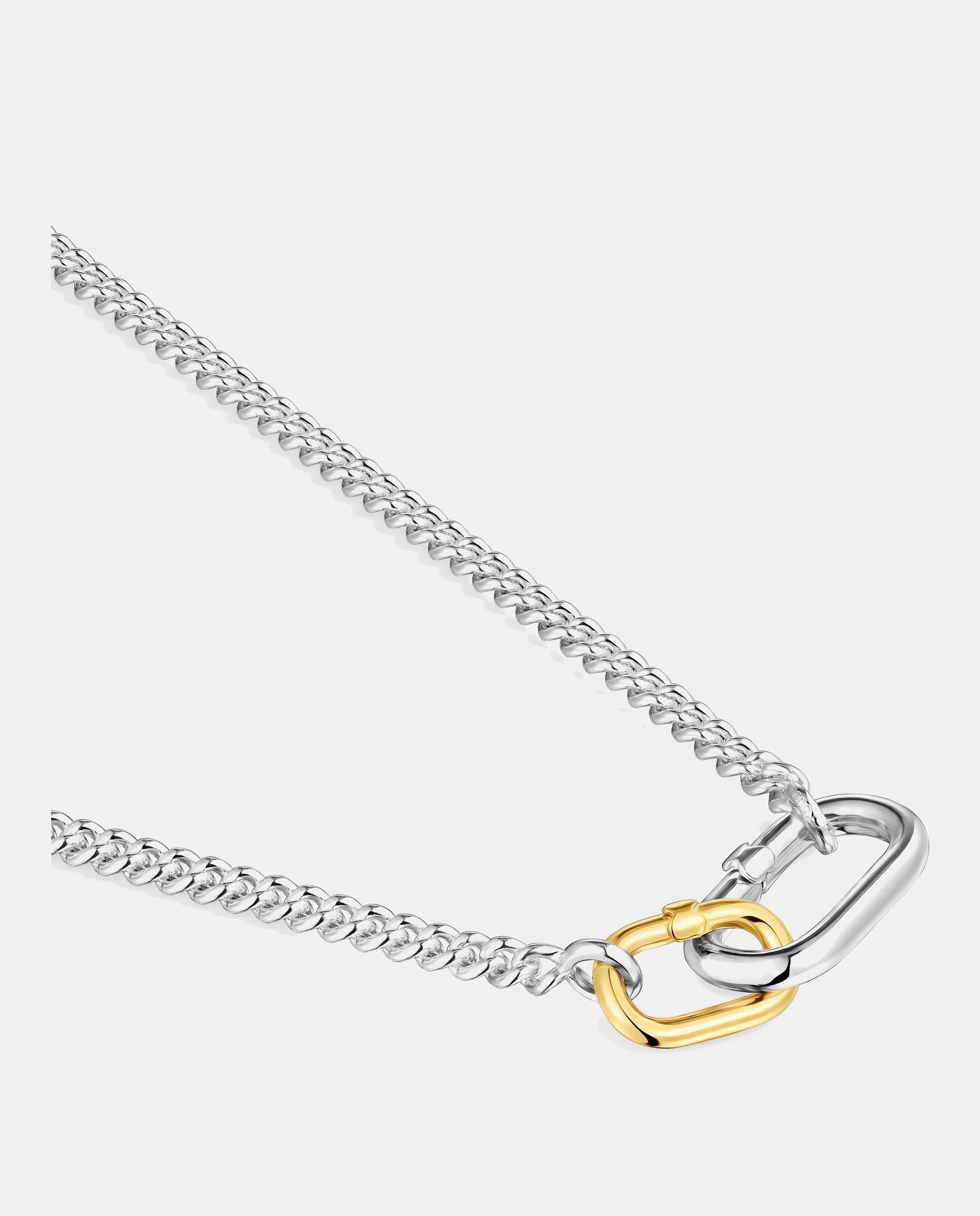 Colar Curto Tous Hold Oval de Prata e Banho de Ouro 18 Kt com Argola Bicolor-3