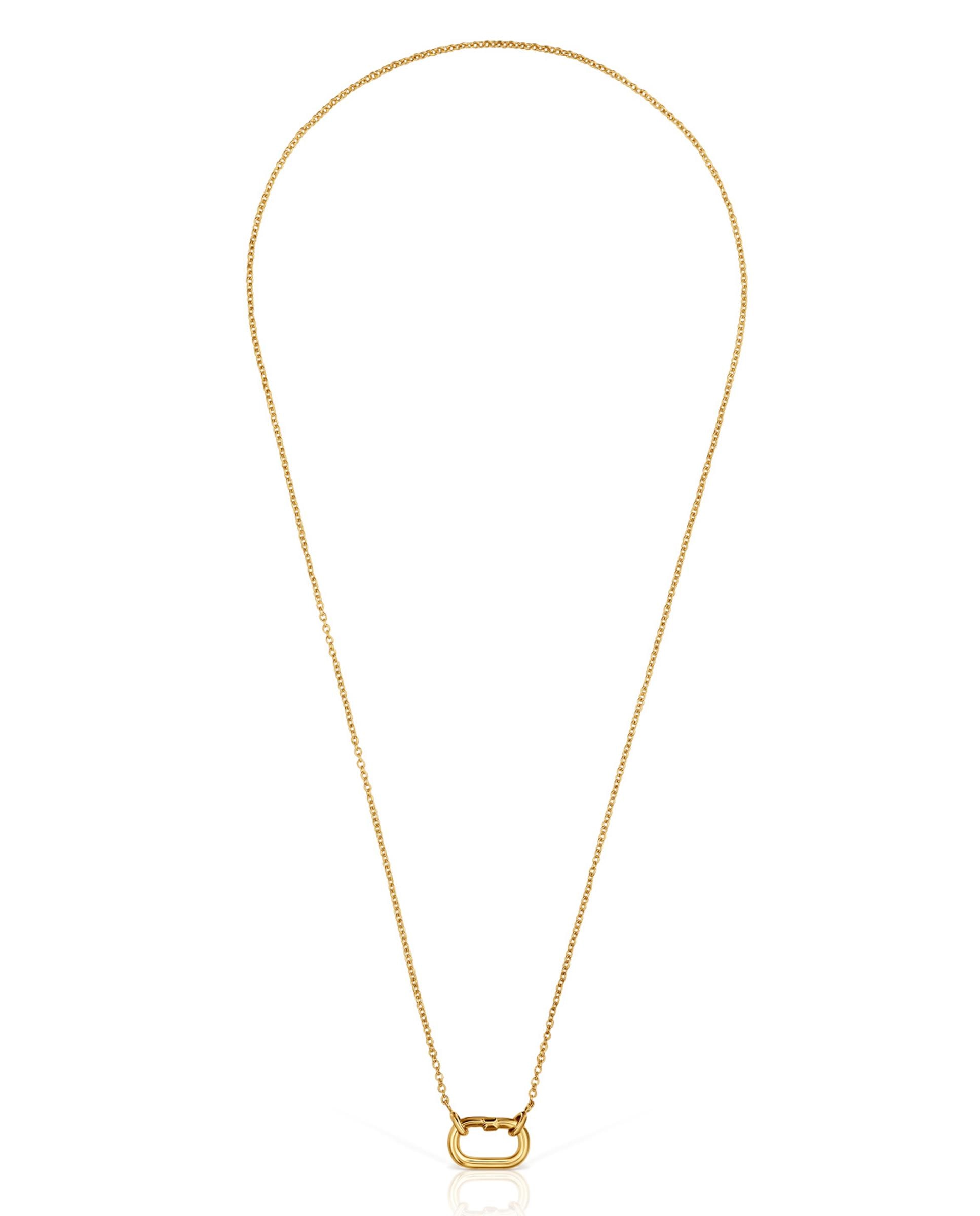 Colar Hold Oval Curto Banhado em Ouro 18 Kt Prateado com Argola Dourado-1