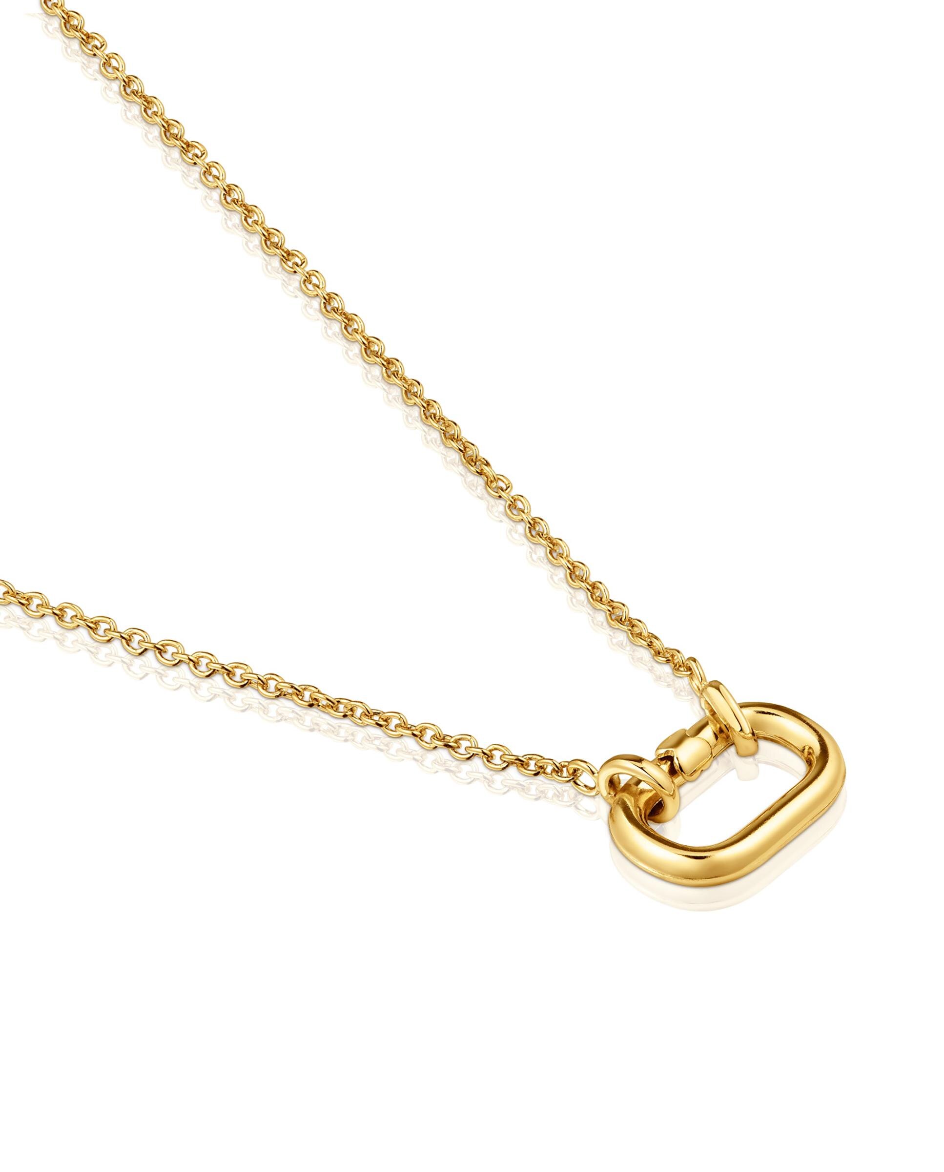 Colar Hold Oval Curto Banhado em Ouro 18 Kt Prateado com Argola Dourado-2