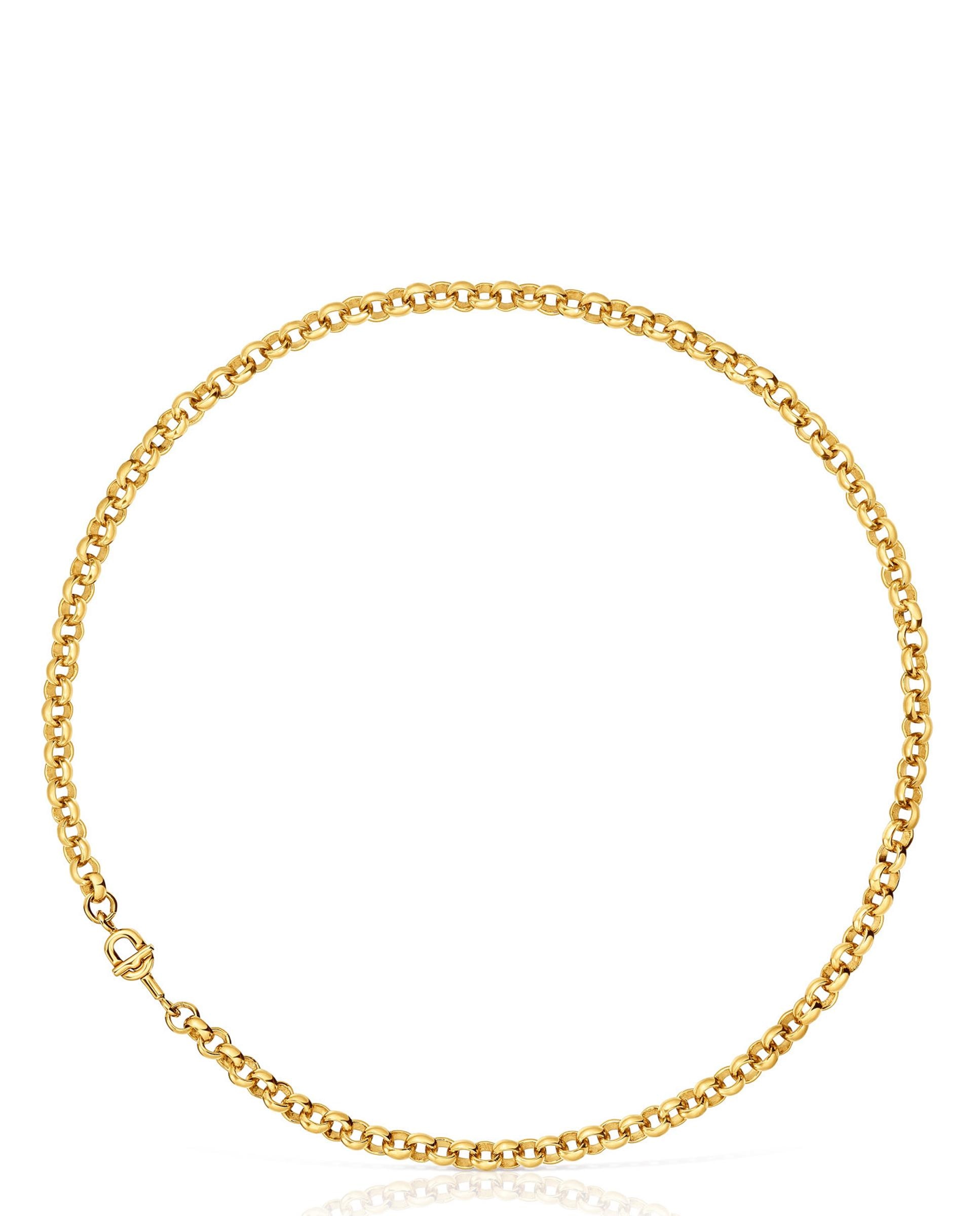 Colar Manifesto Curto Banhado em Ouro 18 Kt Sobre Prata Dourado-1