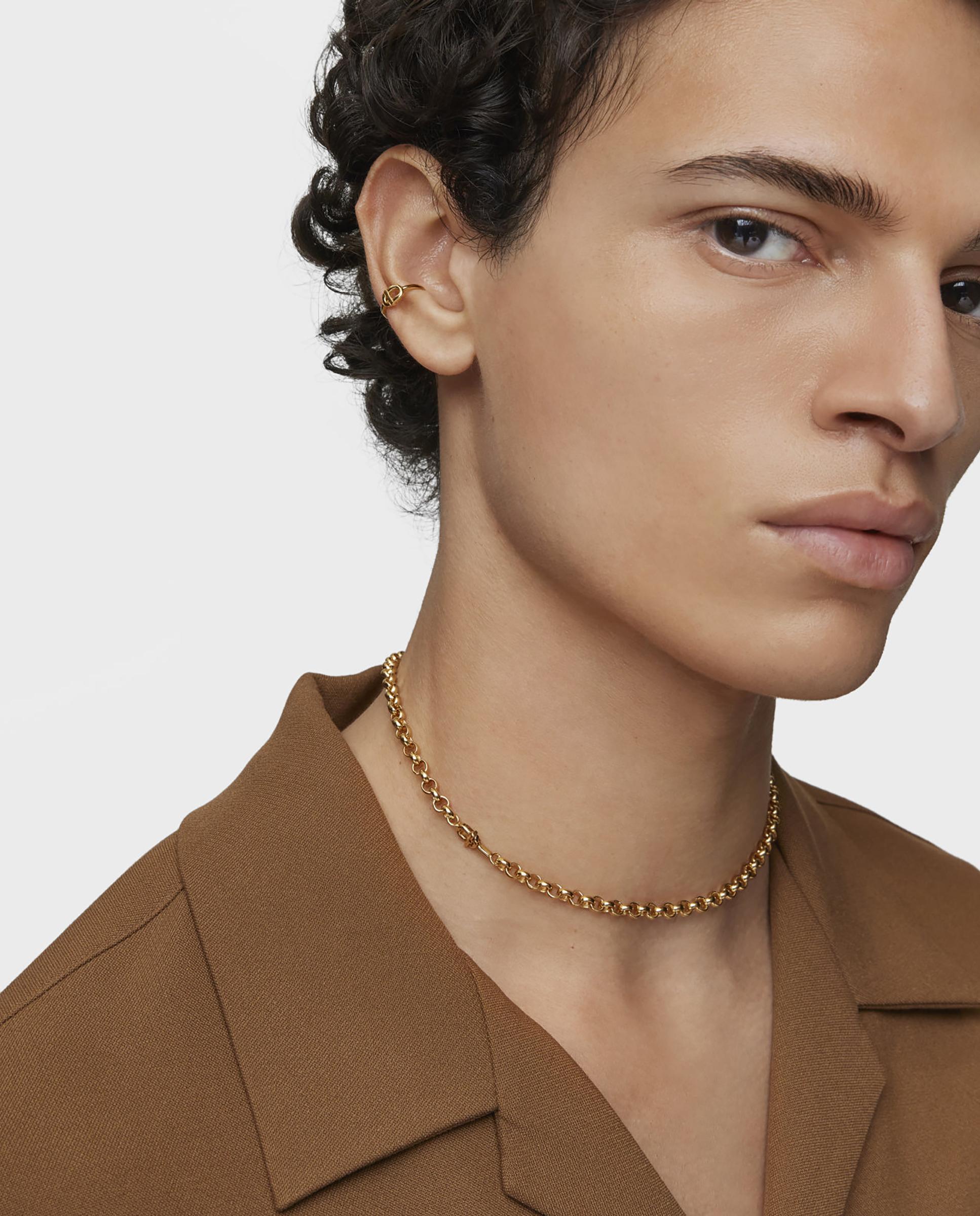 Colar Manifesto Curto Banhado em Ouro 18 Kt Sobre Prata Dourado-5