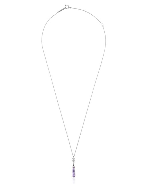 Imagem 0 de Colar Grain curto urso em ouro branco com diamantes e ametista