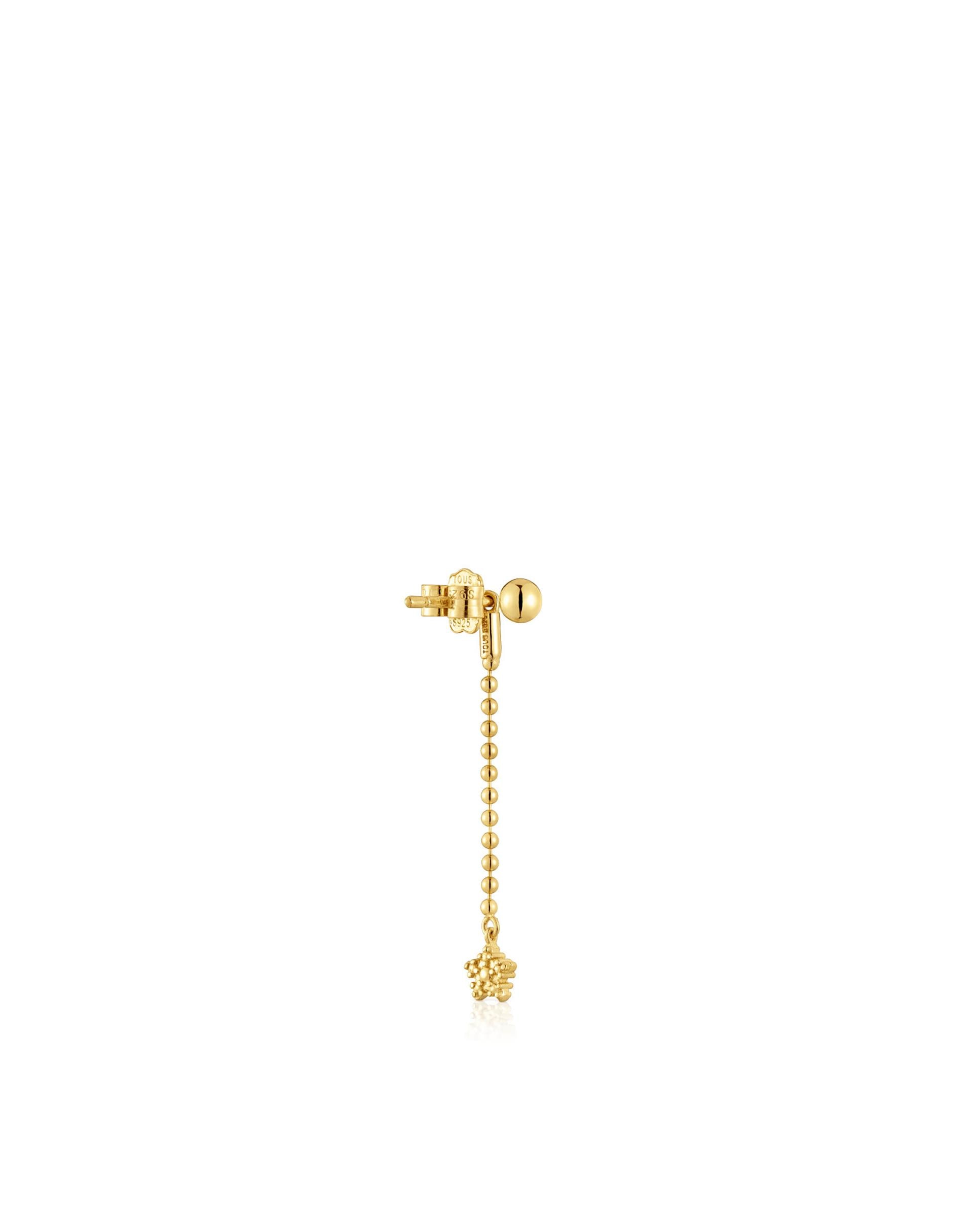 Brinco Solto Grain Comprido Banhados em Ouro de 18 Kt Sobre Prata Ouro-2