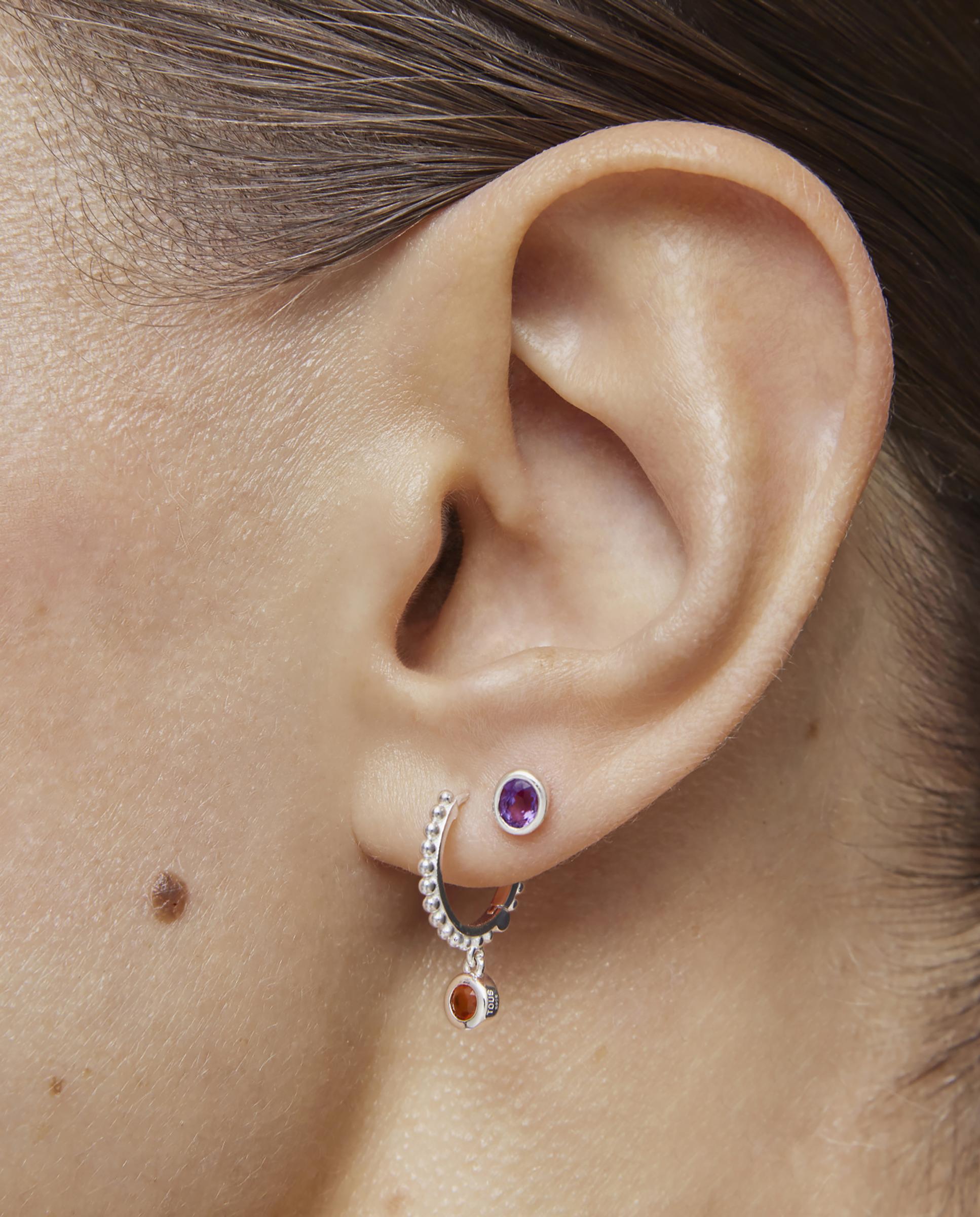 Brincos Basic Colors Curto e Comprido de Prata e Pedras Multicolor-5