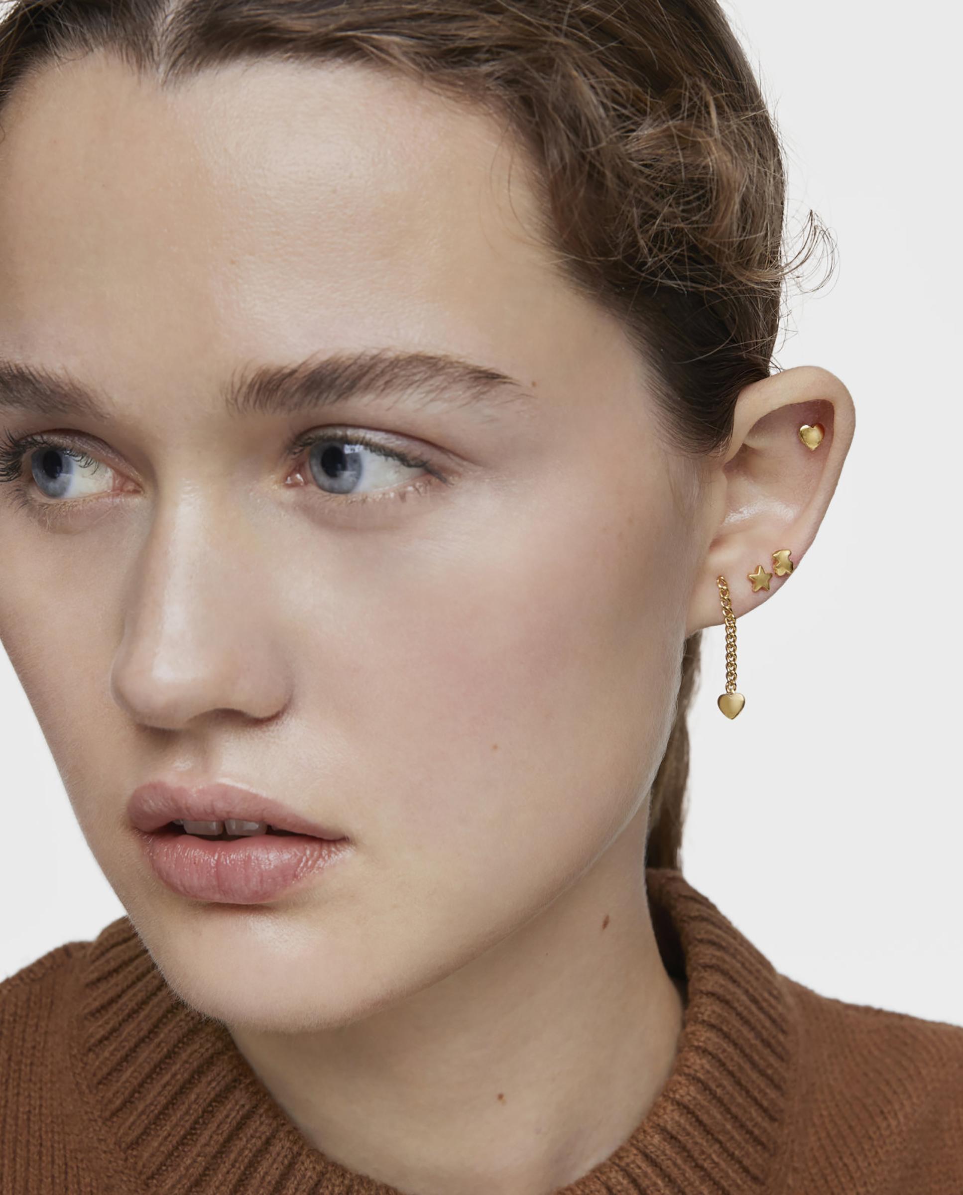 Três Pendentes Bold Motif Banhado a Ouro 18 Kt Sobre Prata Dourado-2
