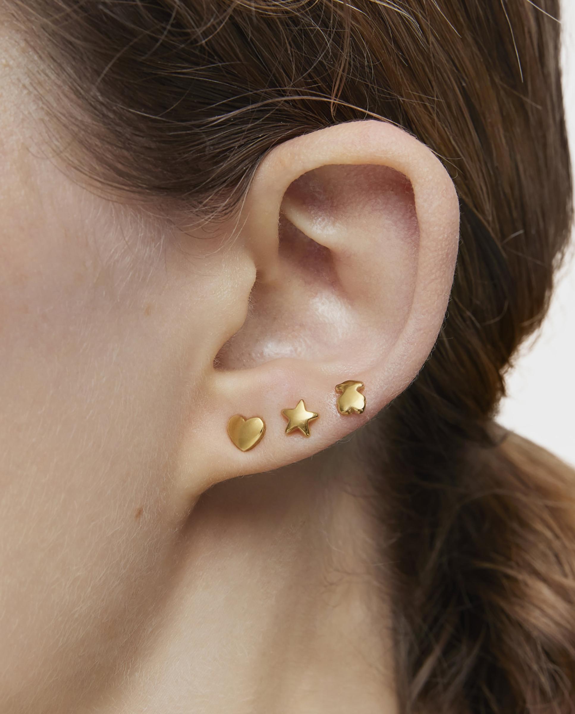 Três Pendentes Bold Motif Banhado a Ouro 18 Kt Sobre Prata Dourado-3