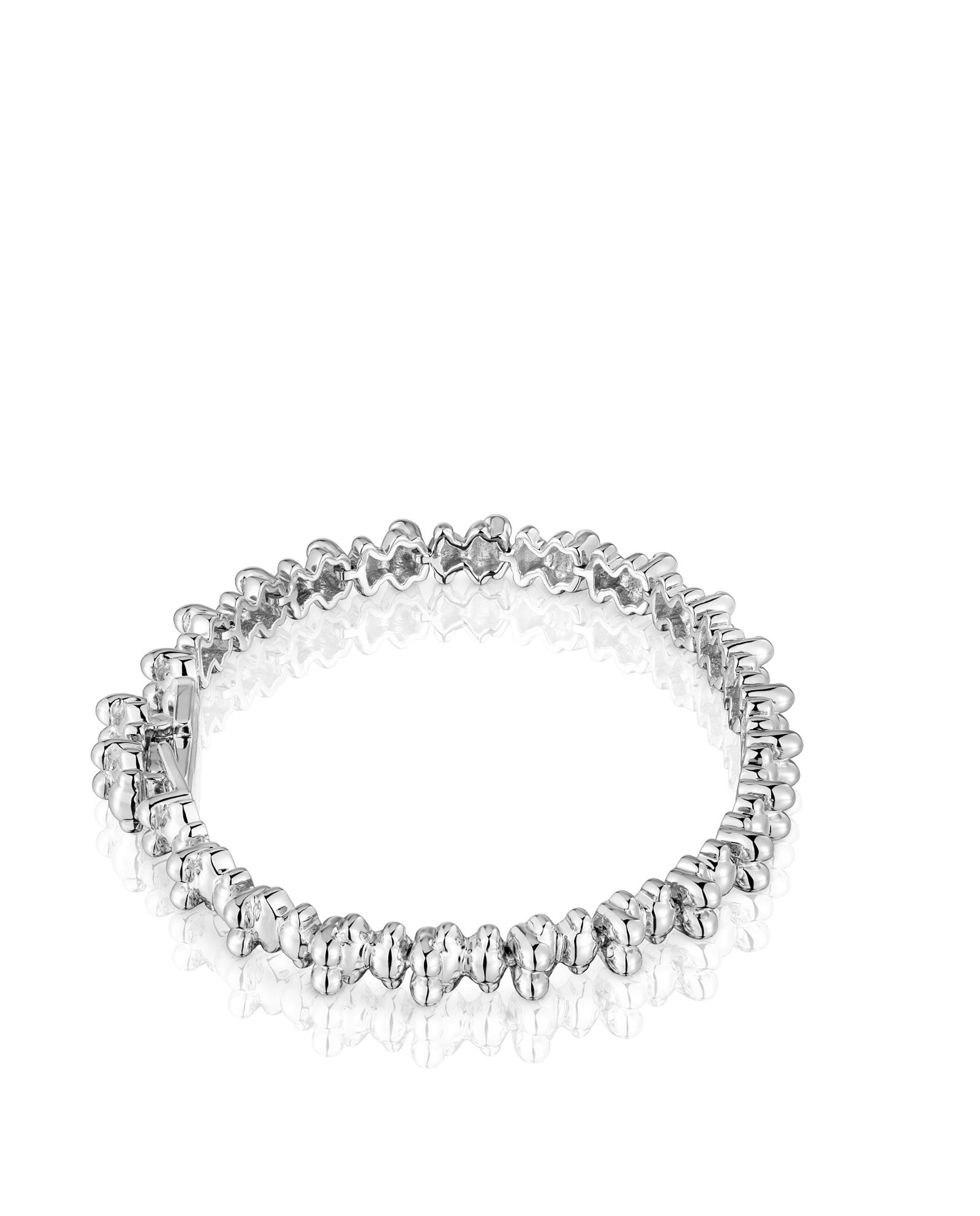 Pulseira de Corrente Bold Bear de Prata com Ursos Prateado-2