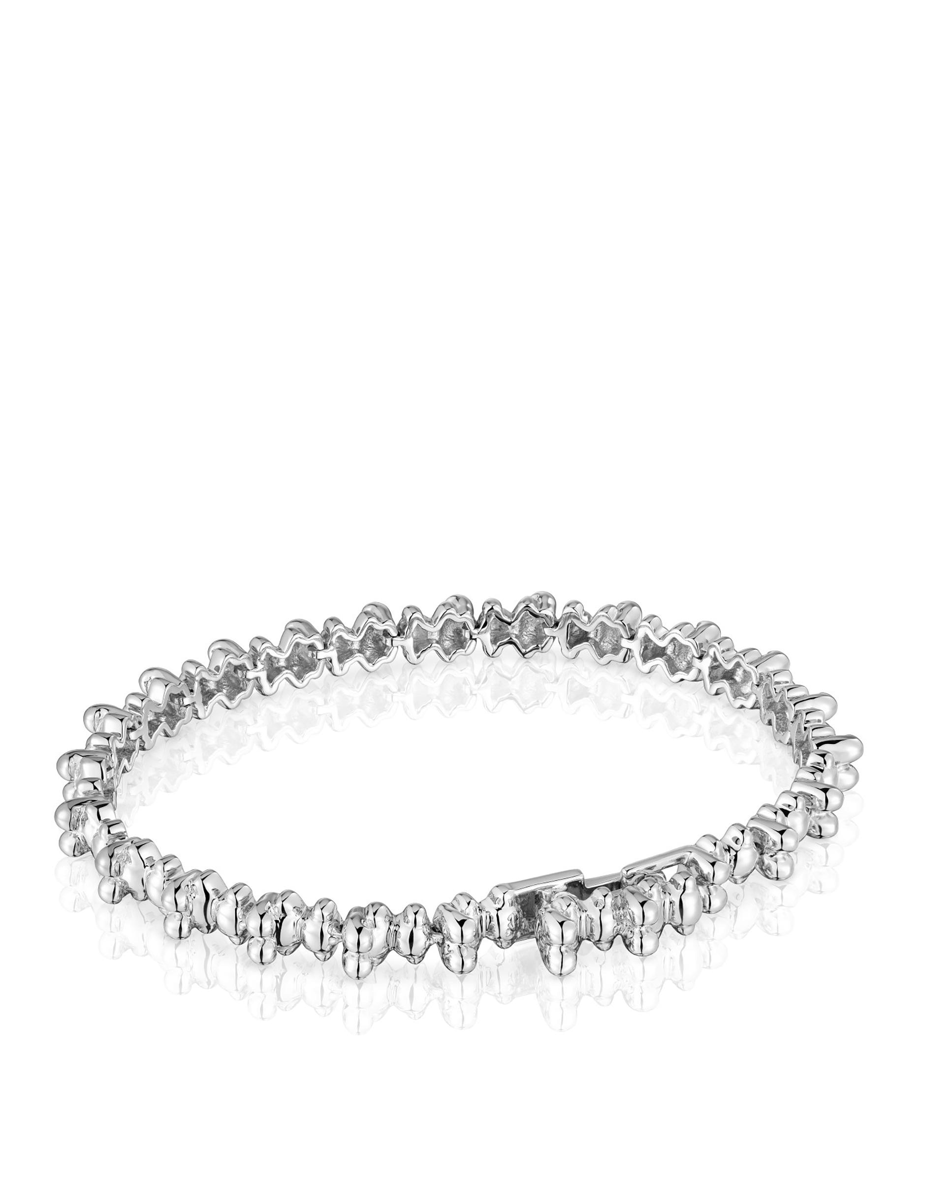 Pulseira de Corrente Bold Bear de Prata com Ursos Prateado-3