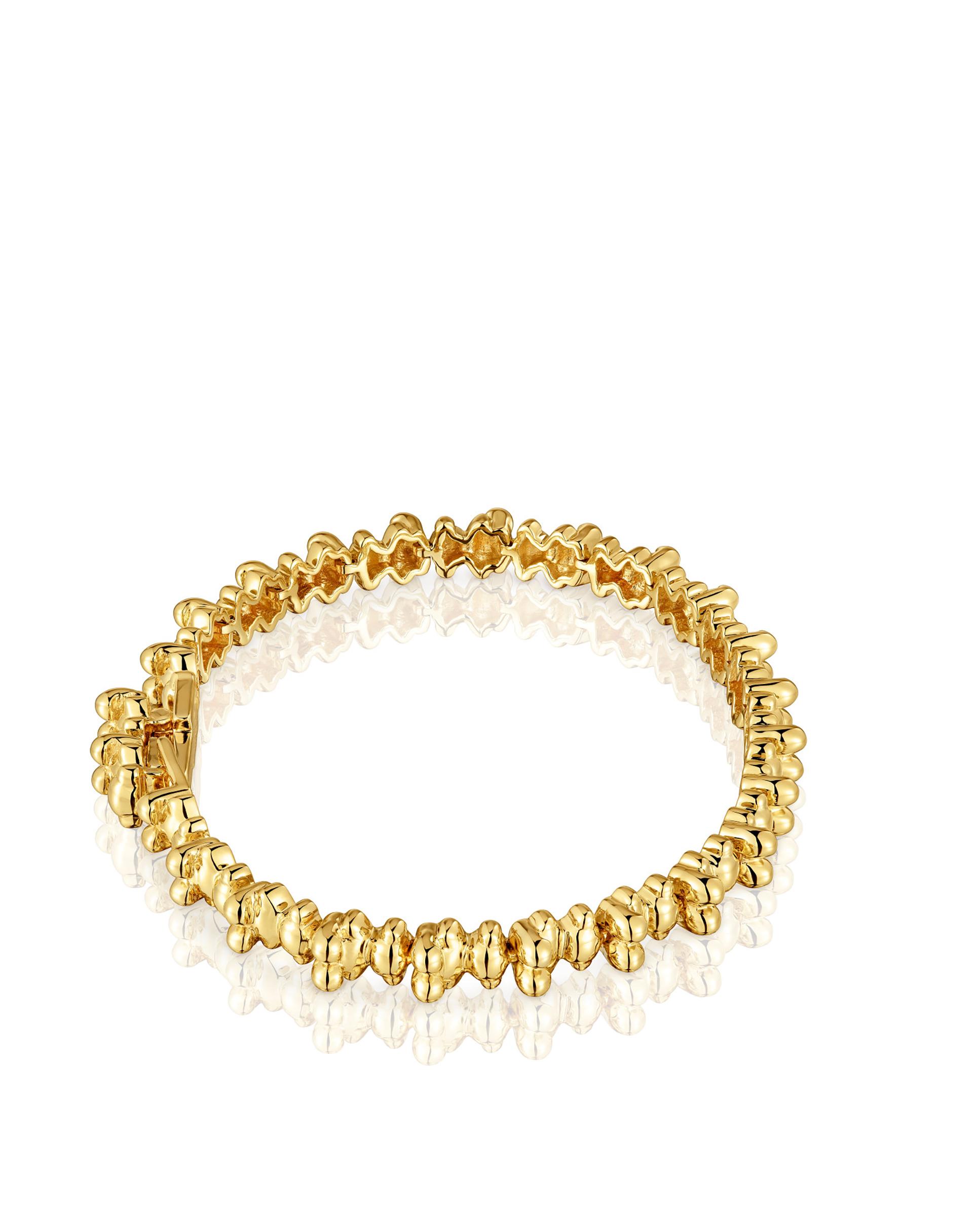 Pulseira de Corrente Bold Bear Banhada a Ouro 18 Kt em Prata com Ursos Dourado-2