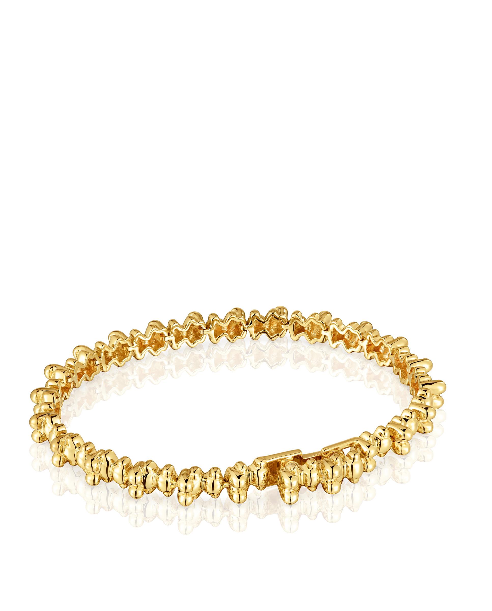 Pulseira de Corrente Bold Bear Banhada a Ouro 18 Kt em Prata com Ursos Dourado-3