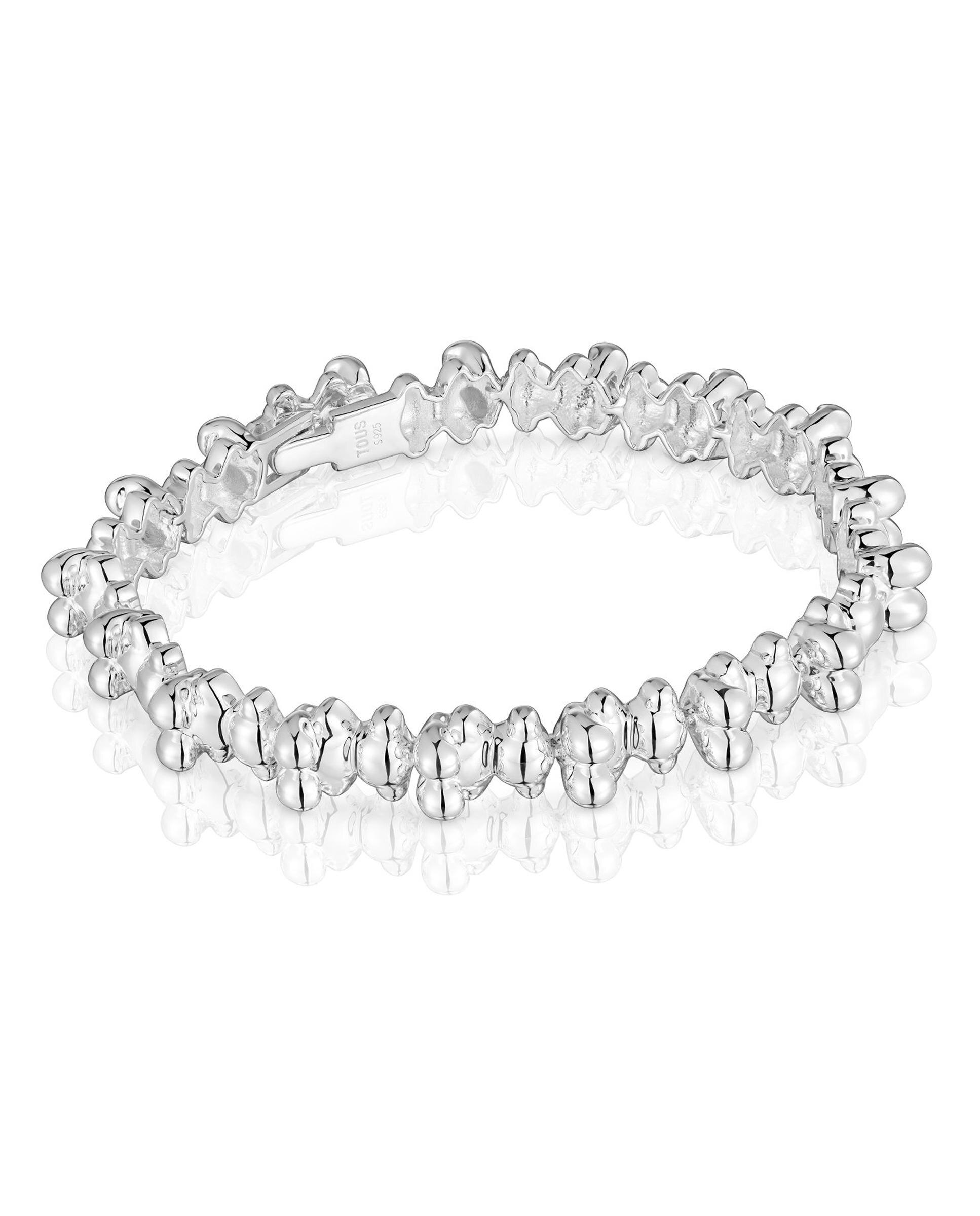 Pulseira de Corrente Bold Bear de Prata com Ursos Grandes Prateado-1