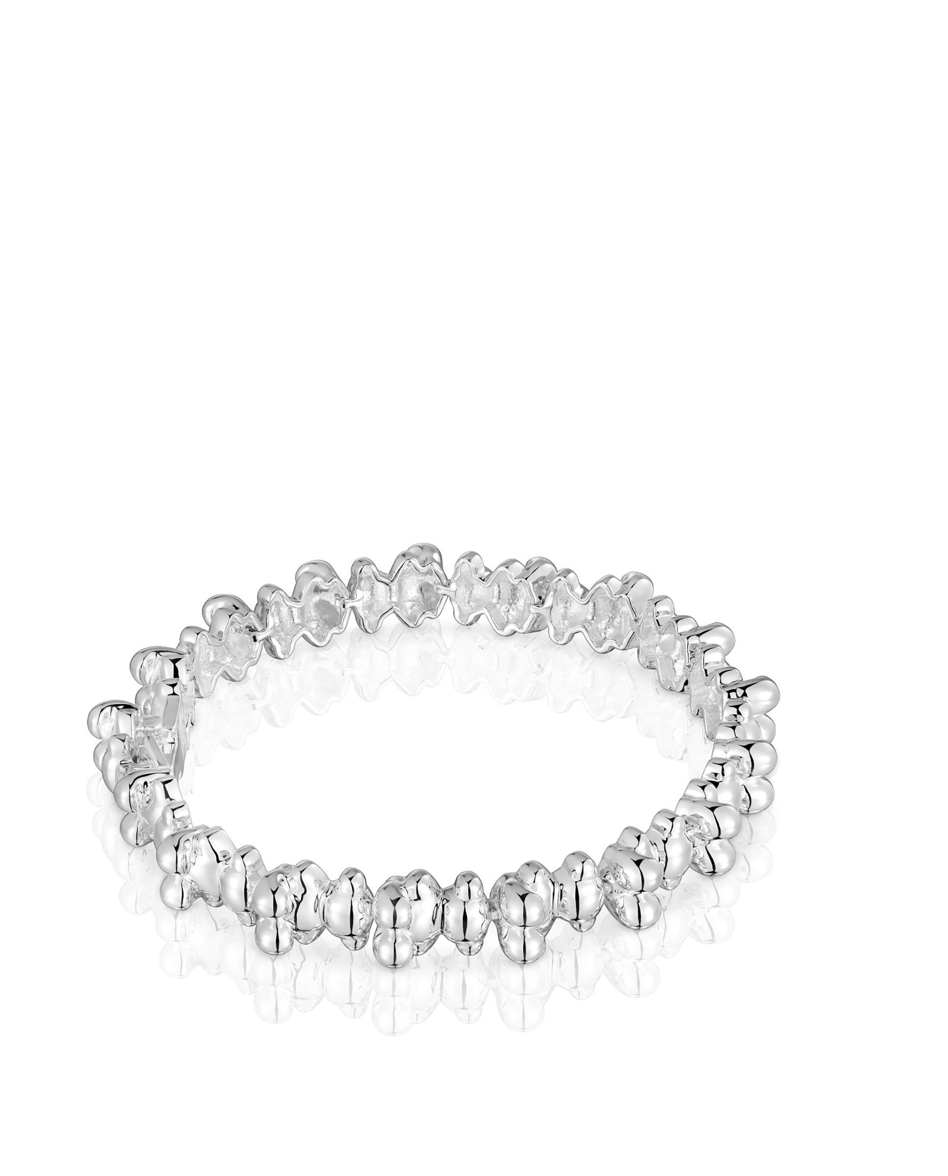 Pulseira de Corrente Bold Bear de Prata com Ursos Grandes Prateado-2
