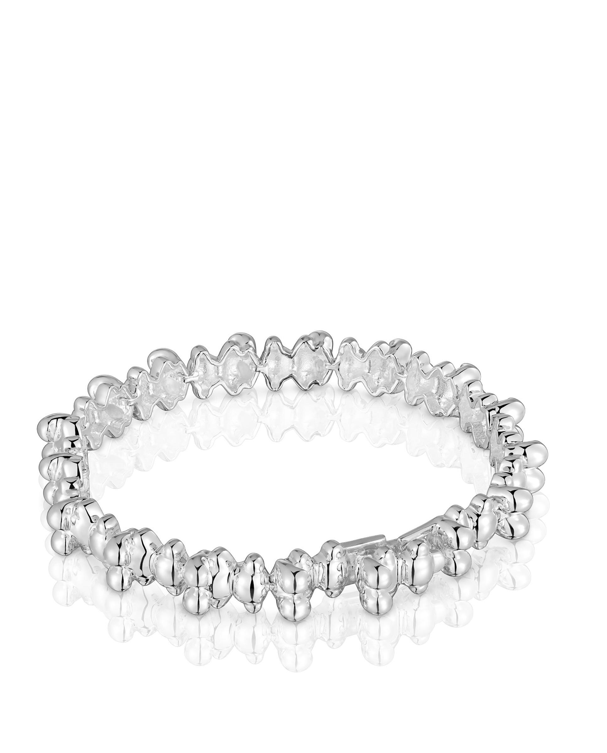 Pulseira de Corrente Bold Bear de Prata com Ursos Grandes Prateado-3