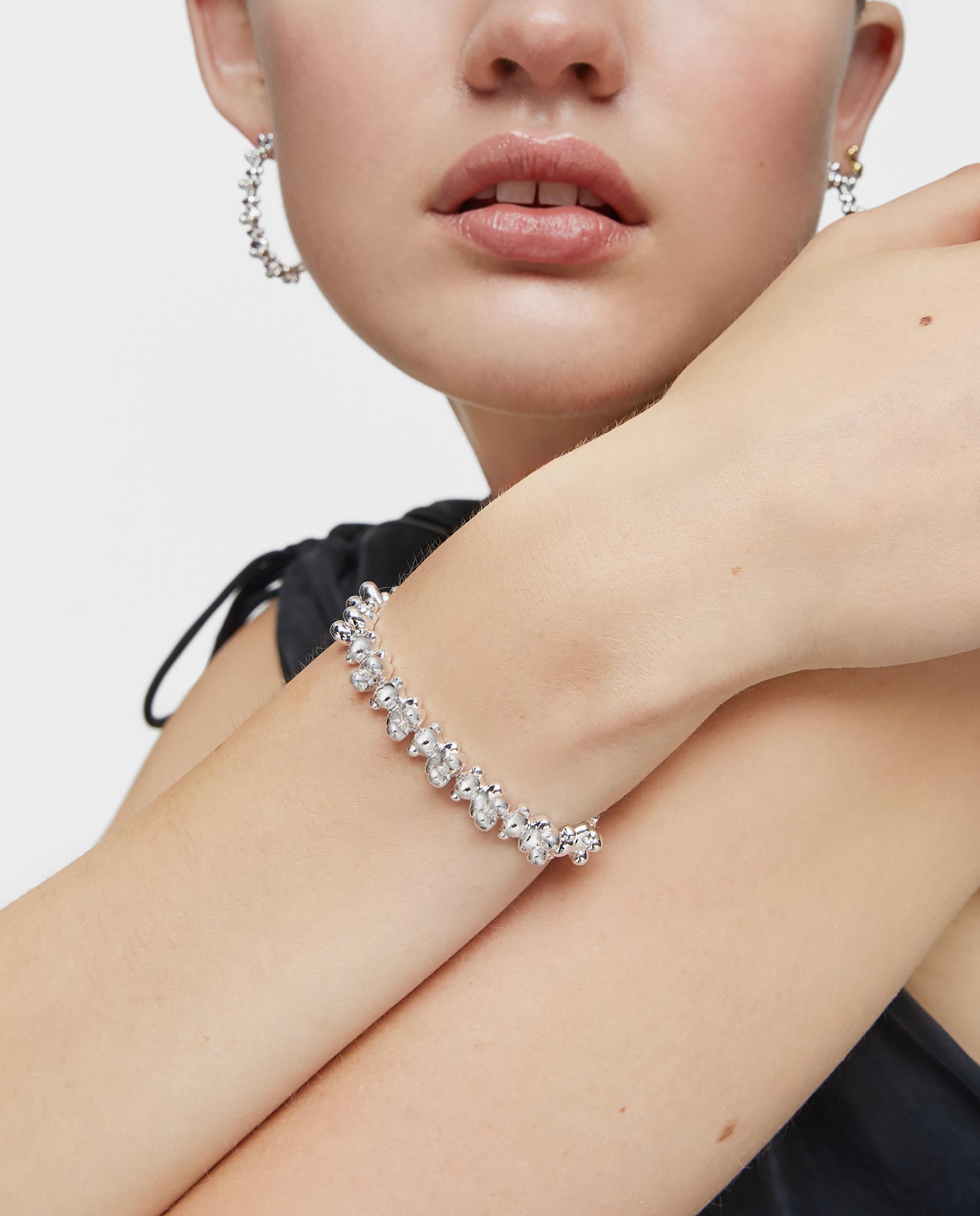 Pulseira de Corrente Bold Bear de Prata com Ursos Grandes Prateado-4