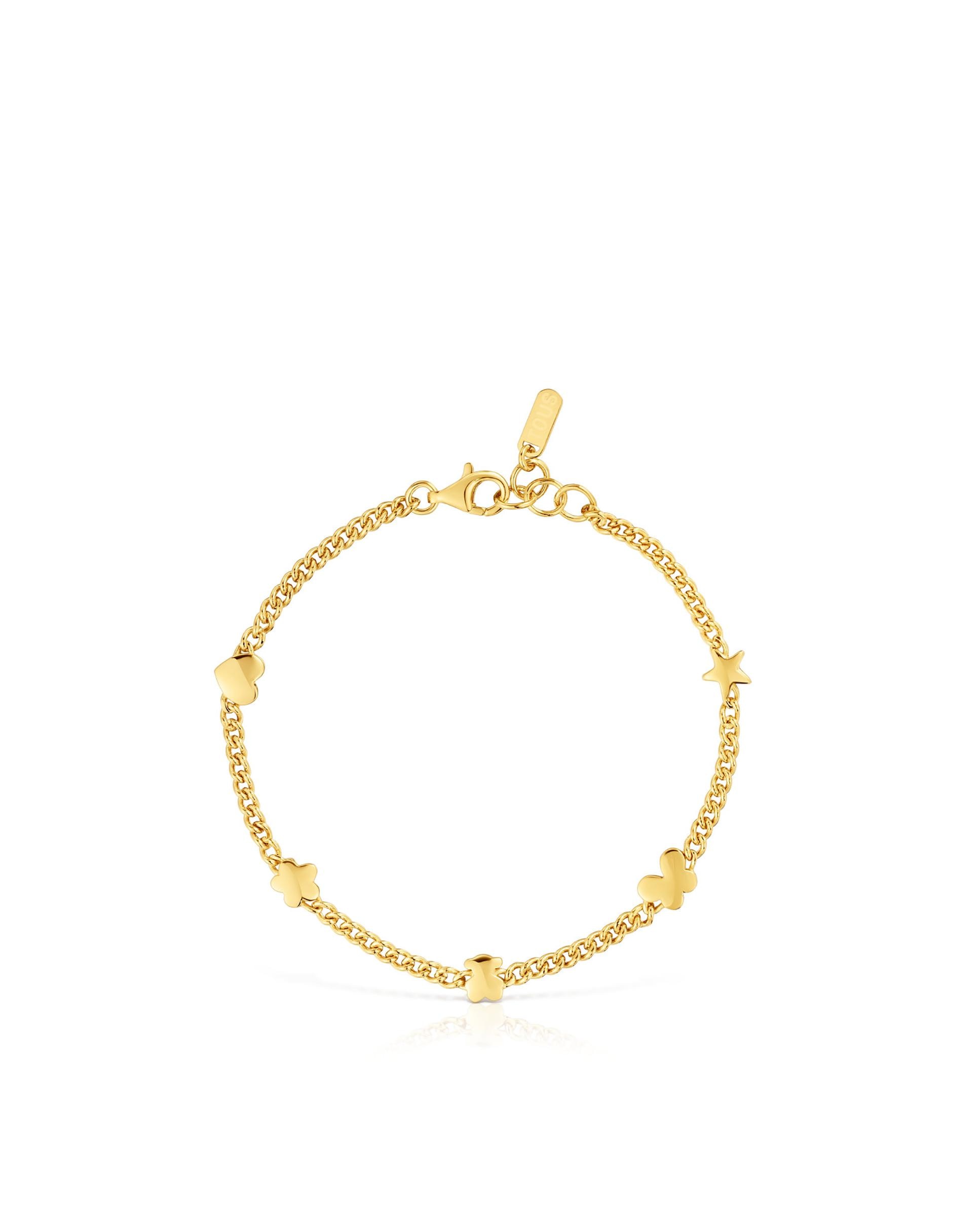 Pulseira de Corrente Bold Motif Banhada a Ouro 18 Kt Sobre Prata Dourado-2
