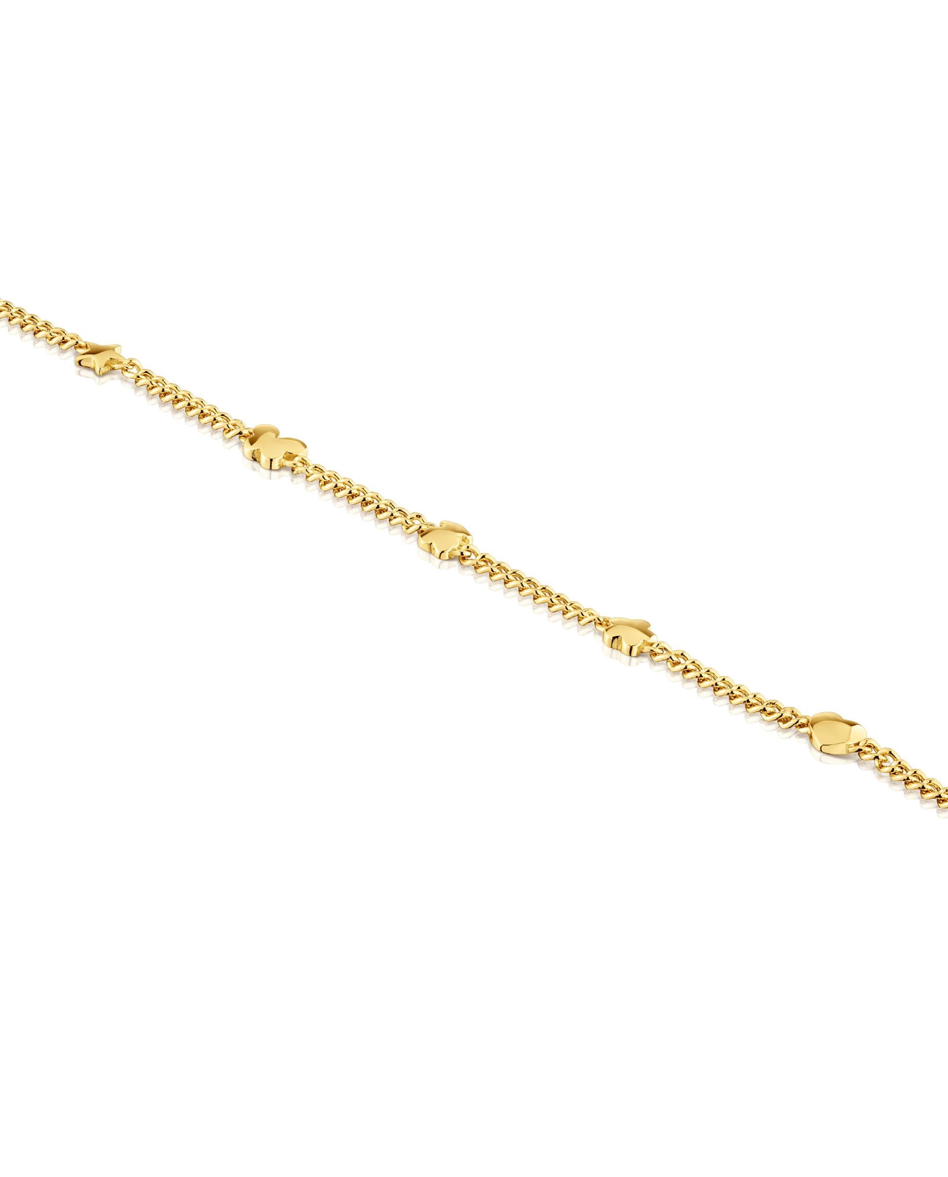 Pulseira de Corrente Bold Motif Banhada a Ouro 18 Kt Sobre Prata Dourado-3
