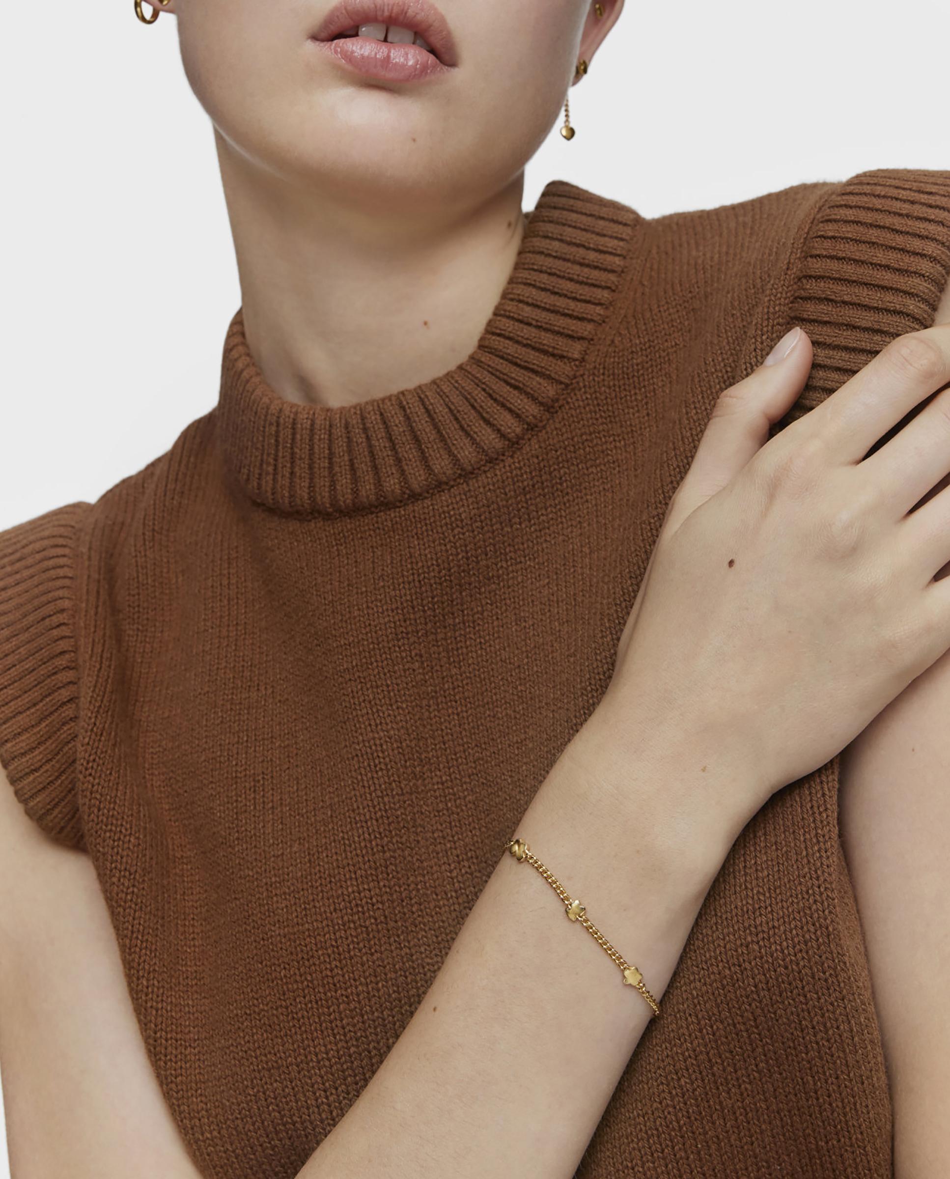 Pulseira de Corrente Bold Motif Banhada a Ouro 18 Kt Sobre Prata Dourado-4
