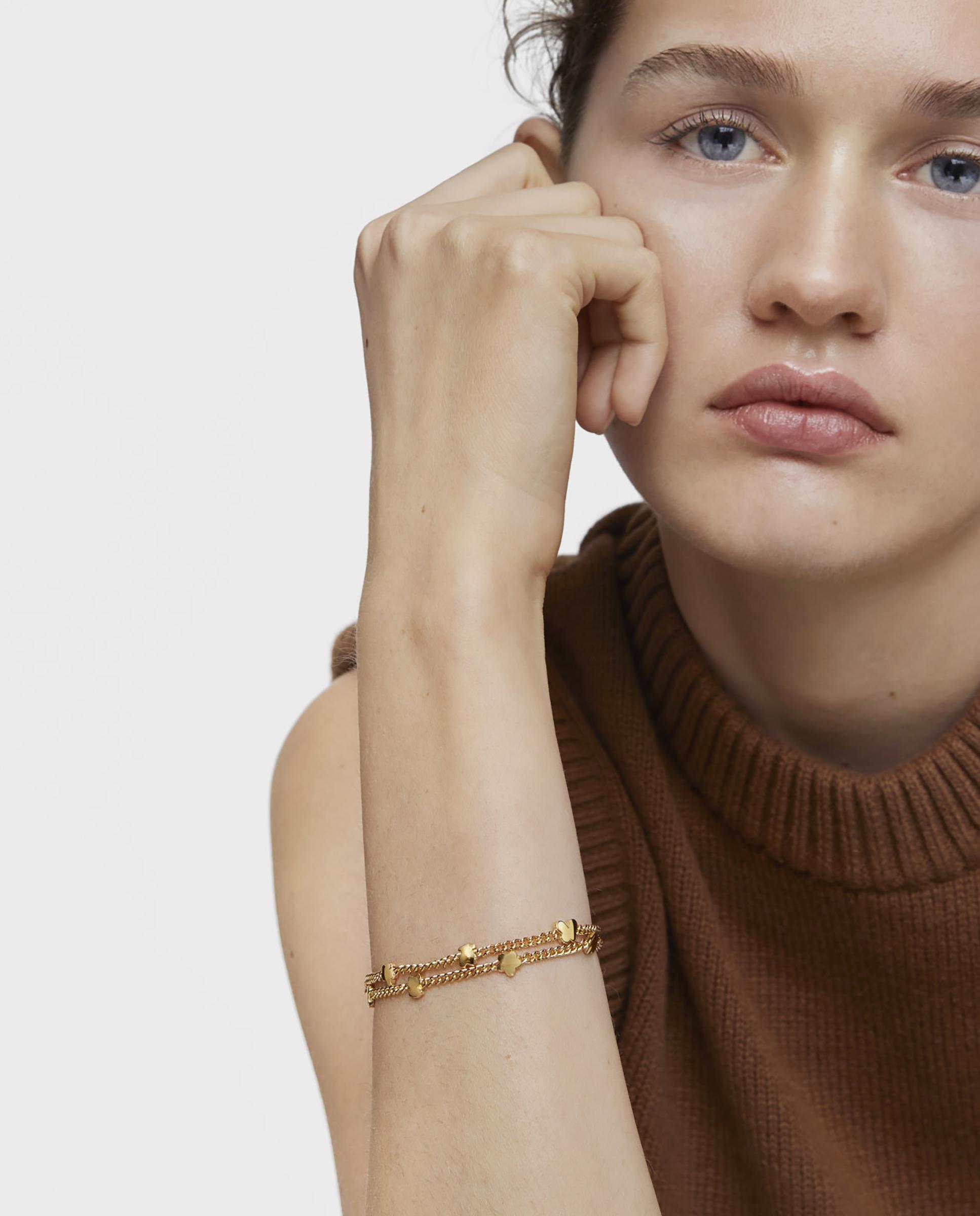Pulseira de Corrente Bold Motif Banhada a Ouro 18 Kt Sobre Prata Dourado-5