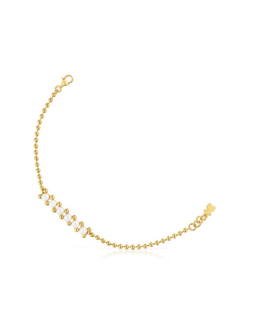 Imagem 0 de Anel Gloss Médio Banhado em Ouro de 18 Kt Sobre Prata e Pérolas