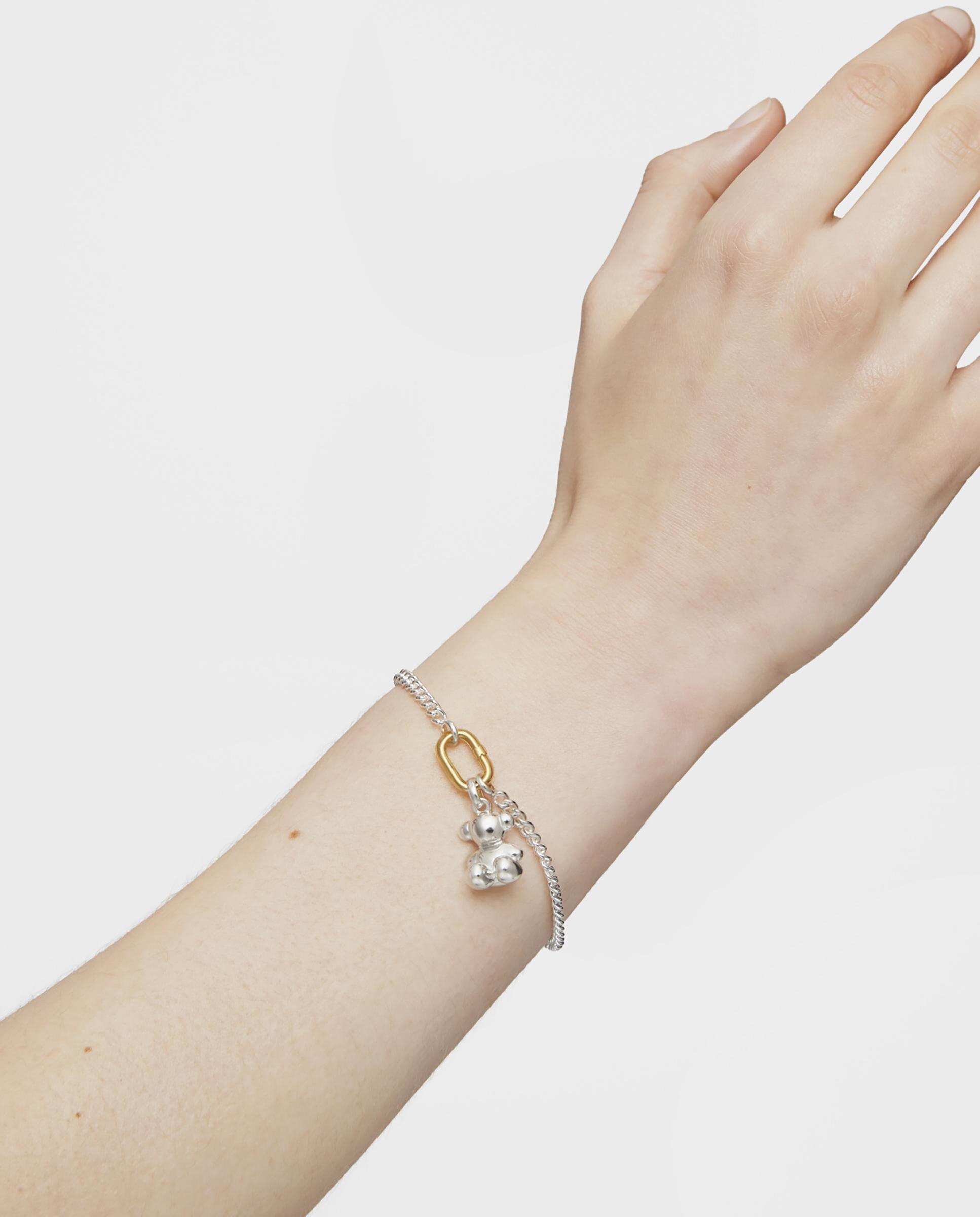 Pulseira de Corrente Hold Oval de Prata com Argola Bicolor Multicolor-6