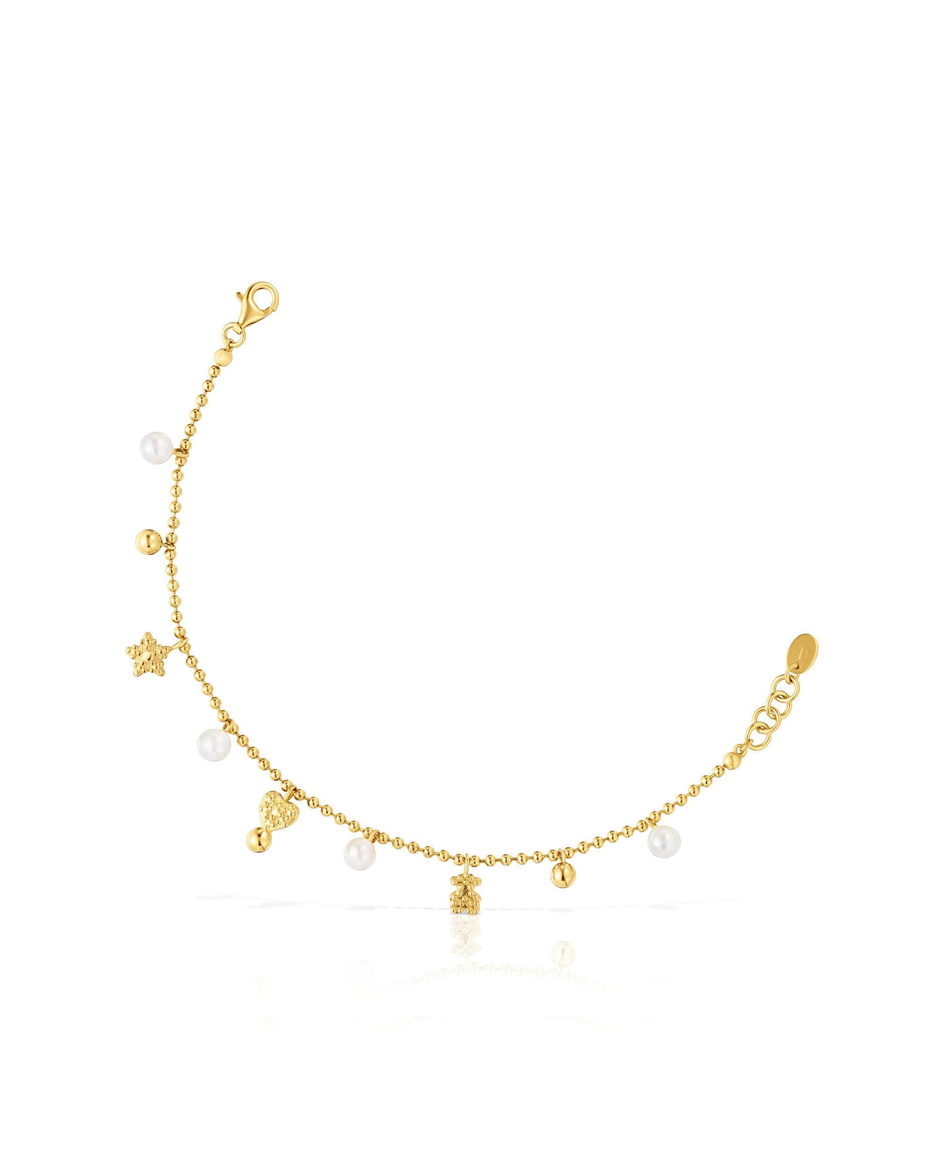 Pulseira de Corrente Grain de Banho em Ouro de 18 Kt Sobre Prata Branco-1