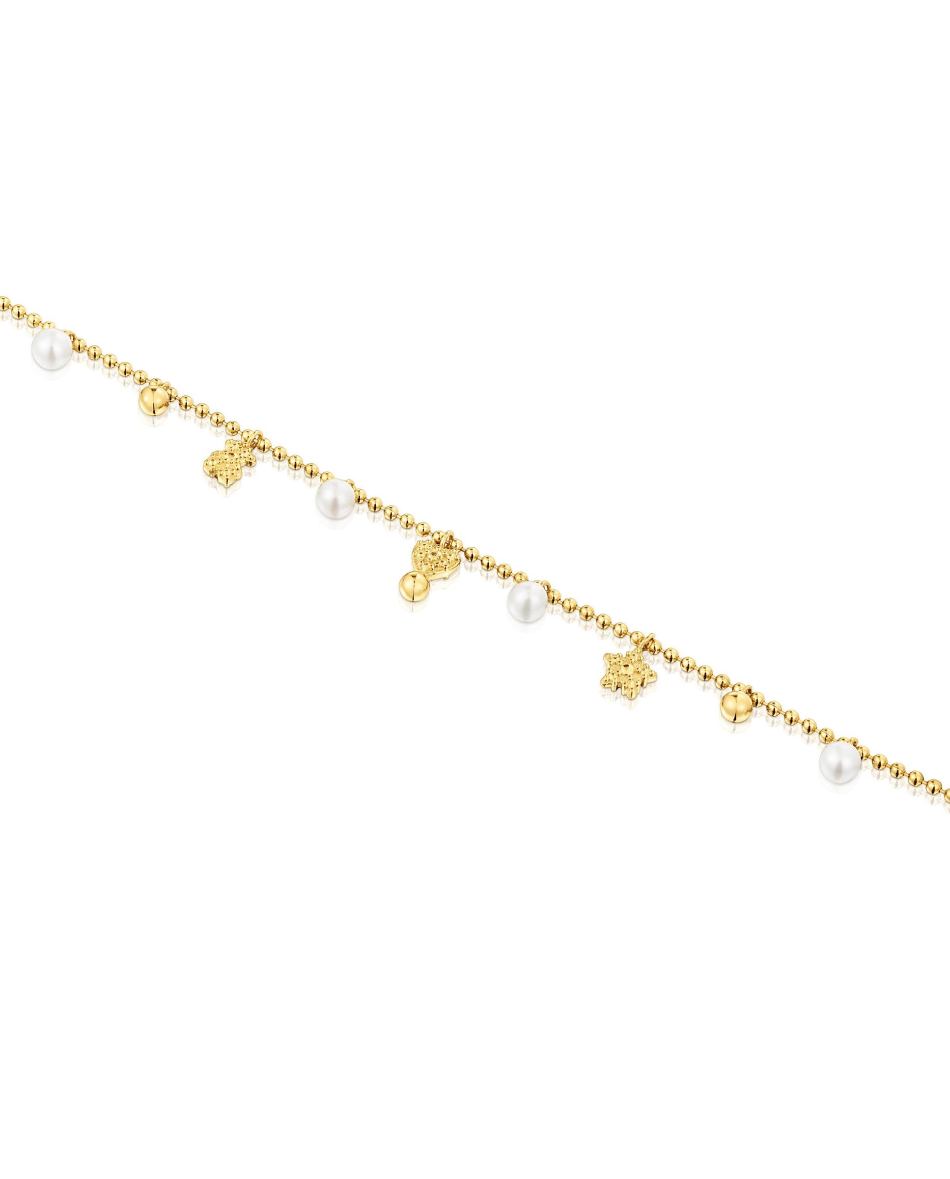 Pulseira de Corrente Grain de Banho em Ouro de 18 Kt Sobre Prata Branco-2