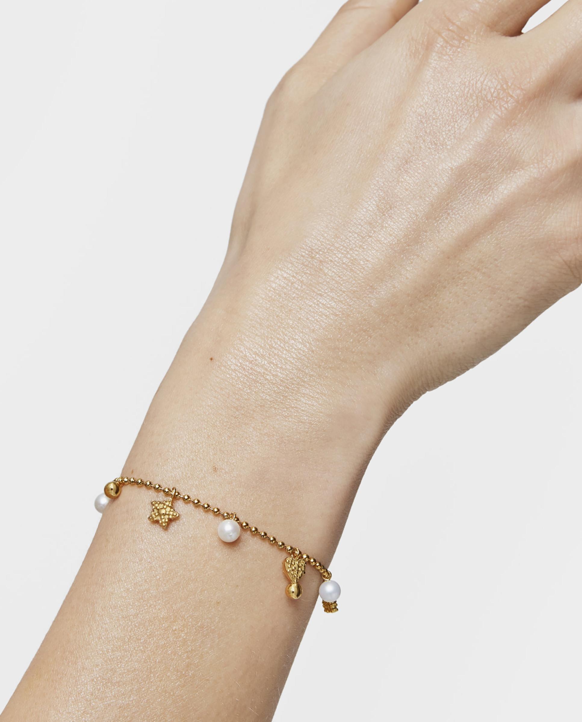 Pulseira de Corrente Grain de Banho em Ouro de 18 Kt Sobre Prata Branco-5