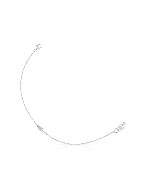 Imagem 0 de Pulseira Grain de corrente urso em ouro branco com diamantes