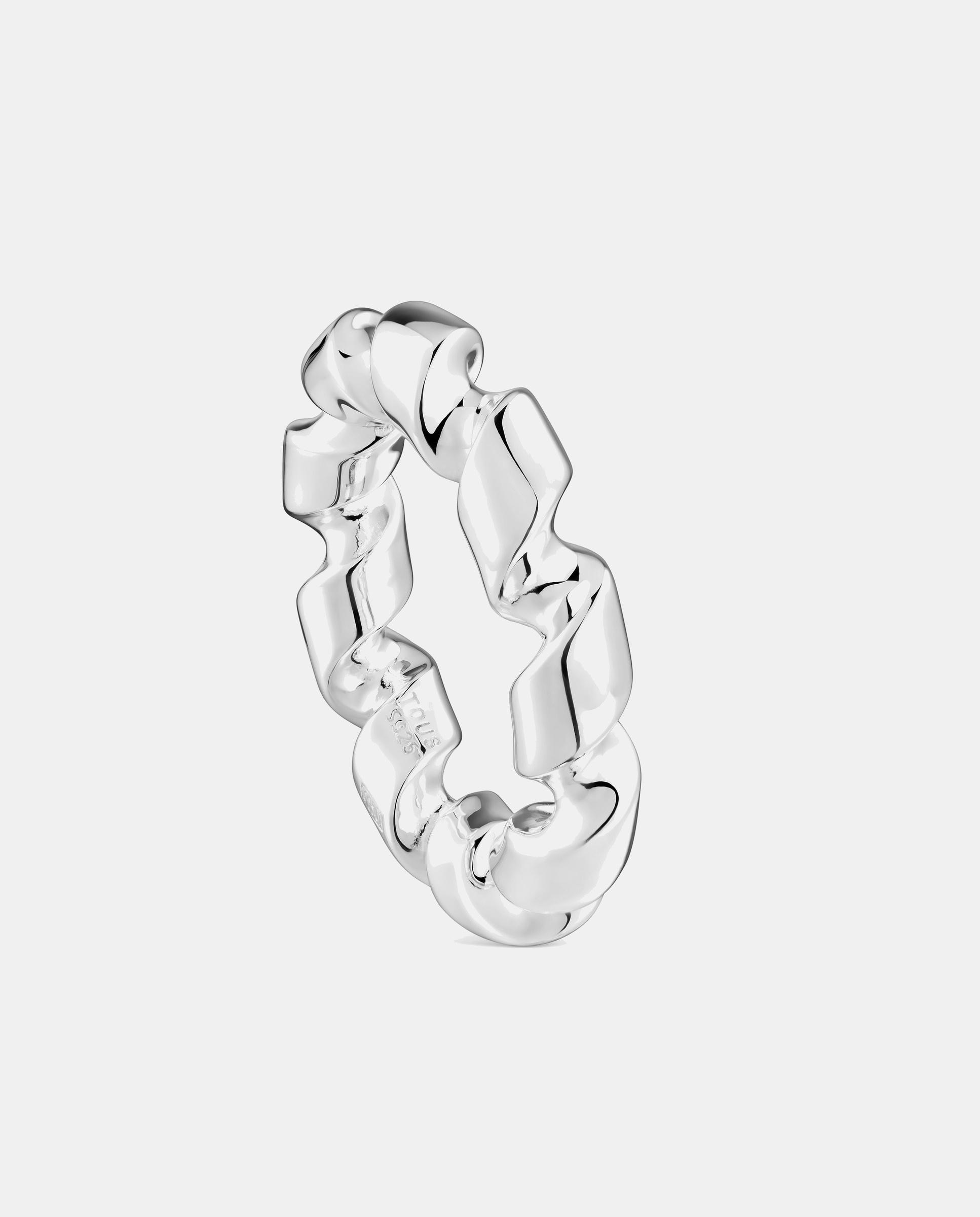 Anel de Prata Twisted Grande Espiral Prateado-1