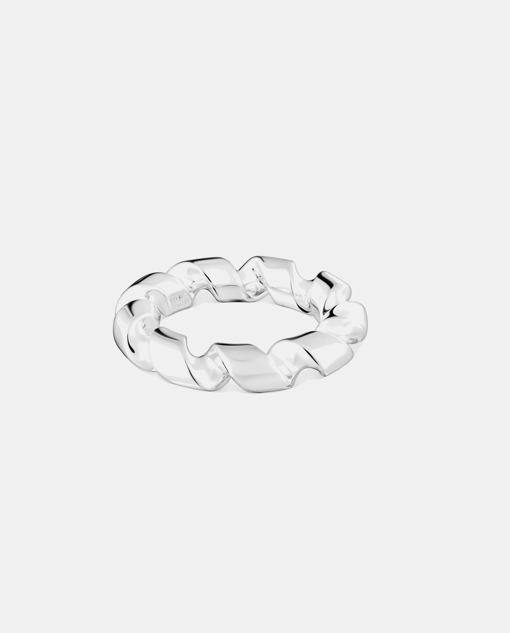Anel de Prata Twisted Grande Espiral Prateado-2