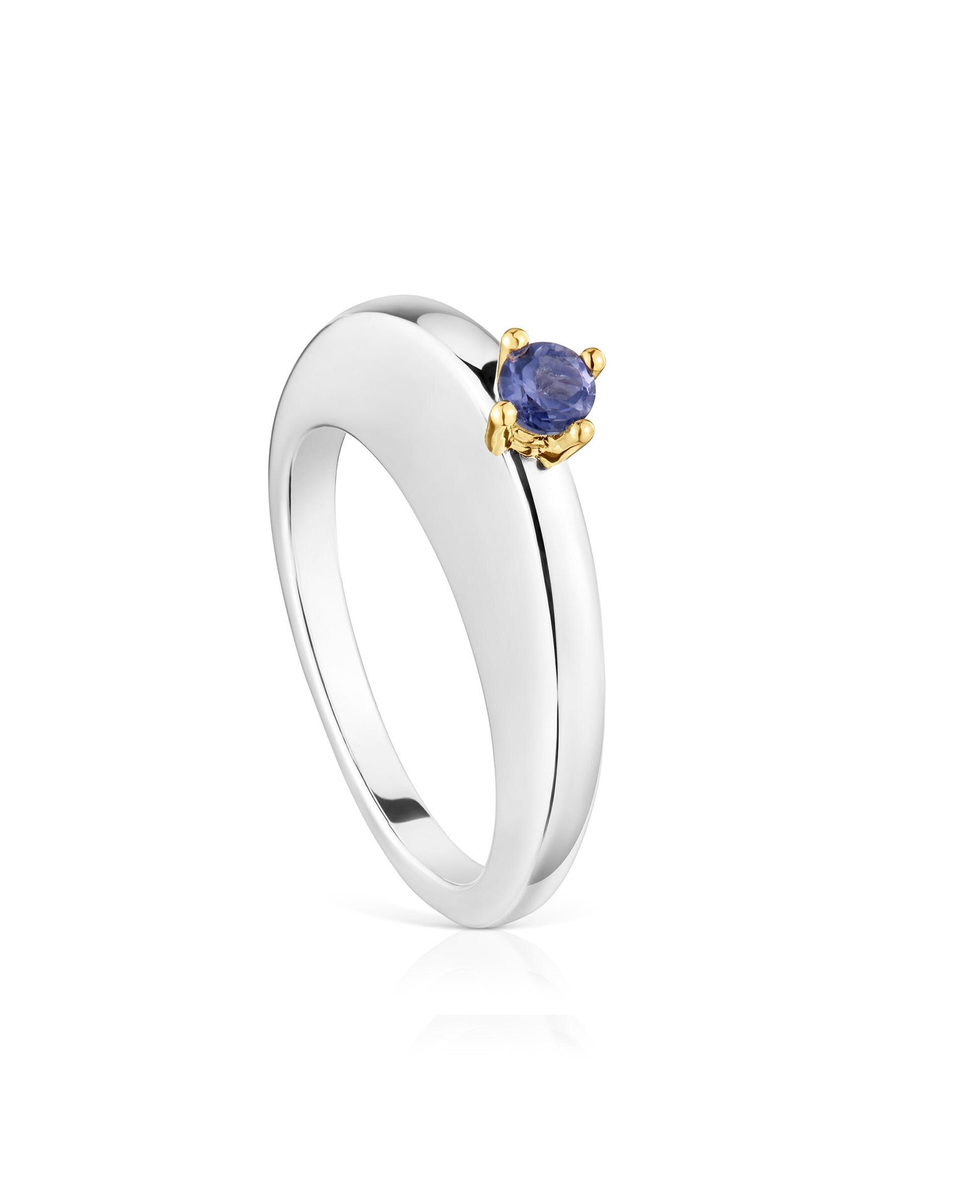 Anel My Other Half grande bicolor oval e iolita Azul-1