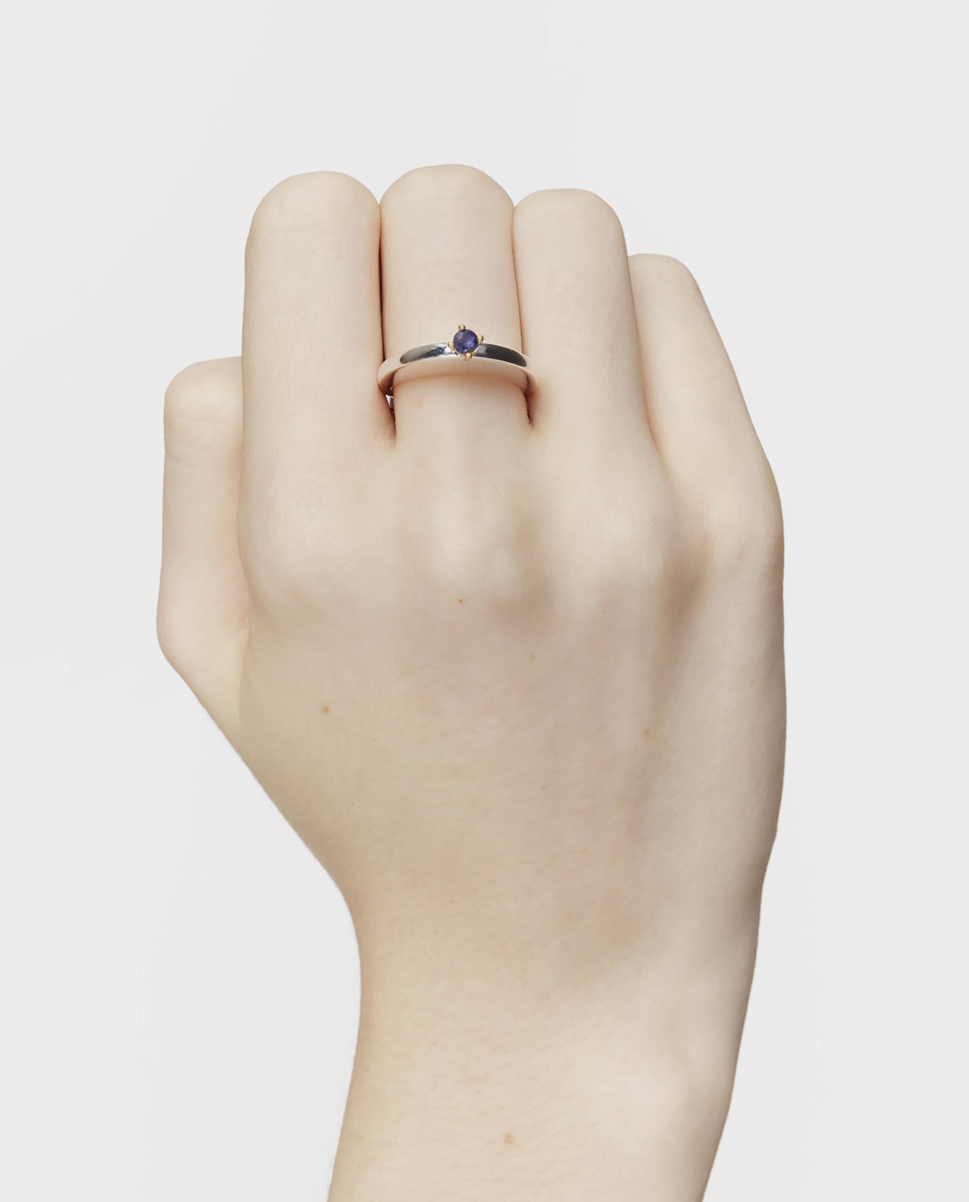 Anel My Other Half grande bicolor oval e iolita Azul-4