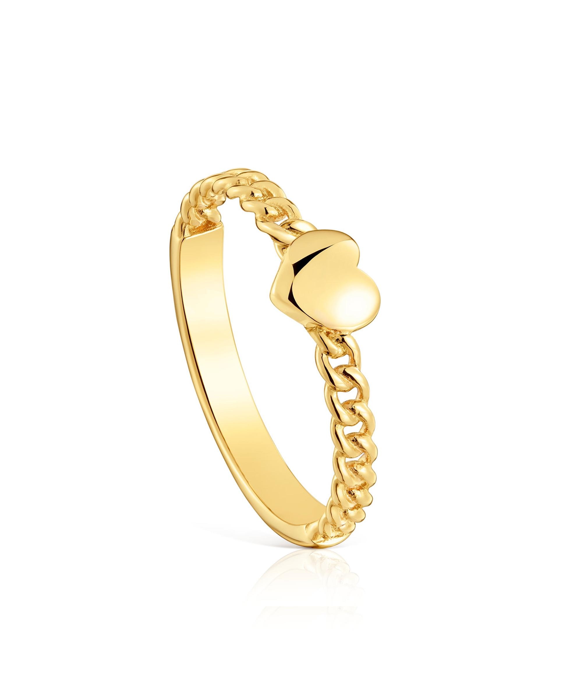 Imagem 0 de Anel Liso Bold Motif com Coração Banhado a Ouro 18 Kt em Prata