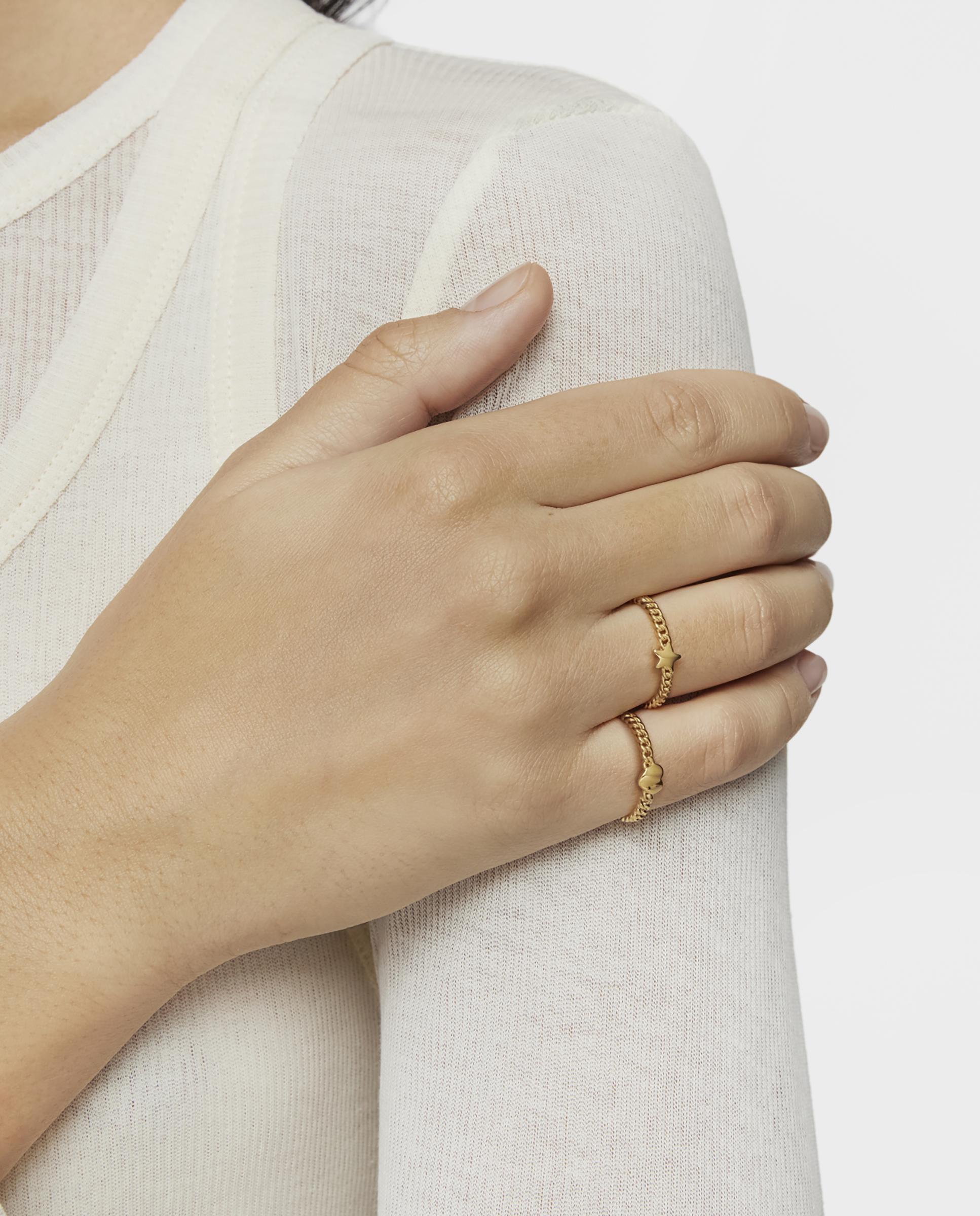 Anel Pequeno Estrela com Banho de Ouro 18 Kt Sobre Prata Bold Motif Dourado-5