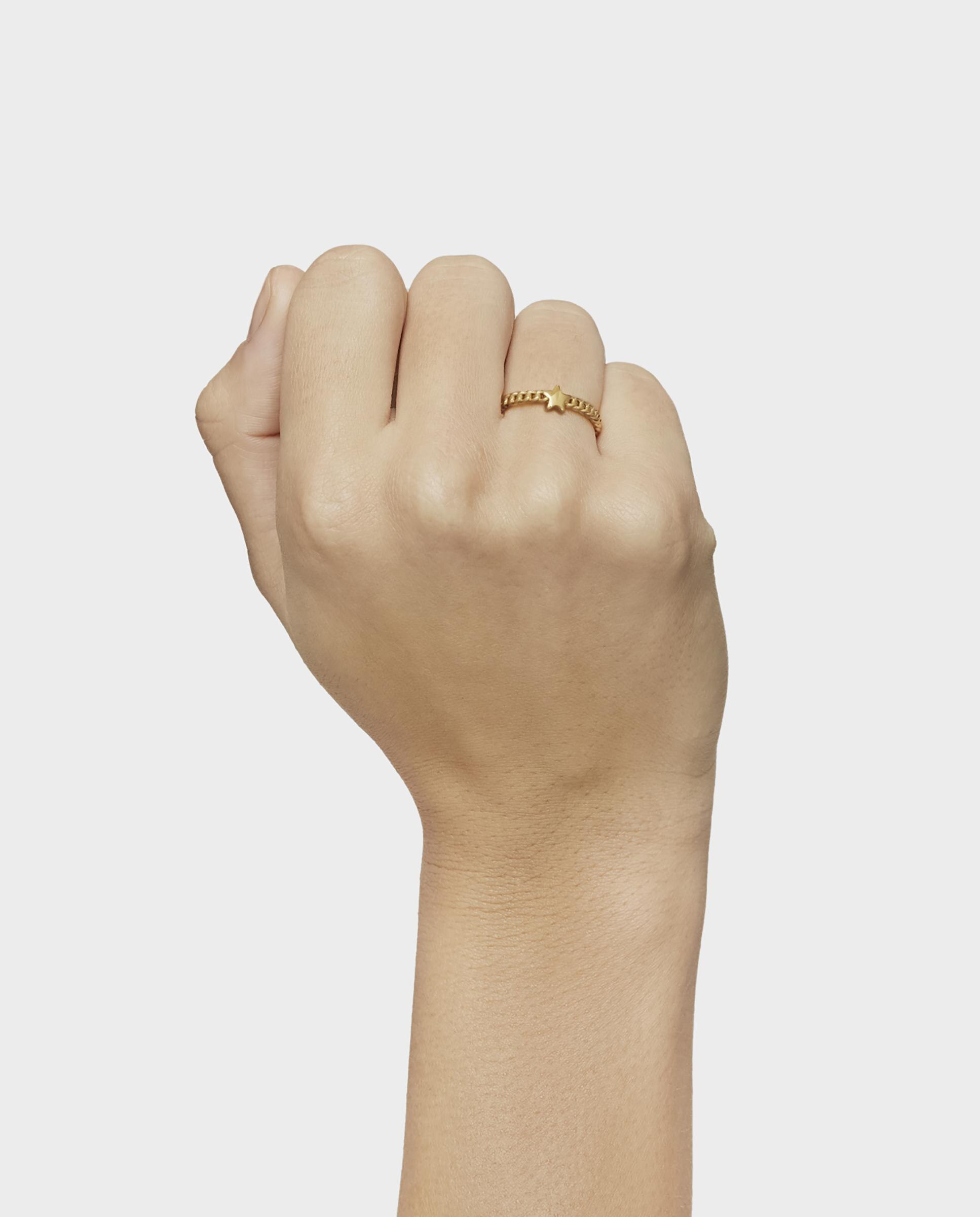 Anel Pequeno Estrela com Banho de Ouro 18 Kt Sobre Prata Bold Motif Dourado-6