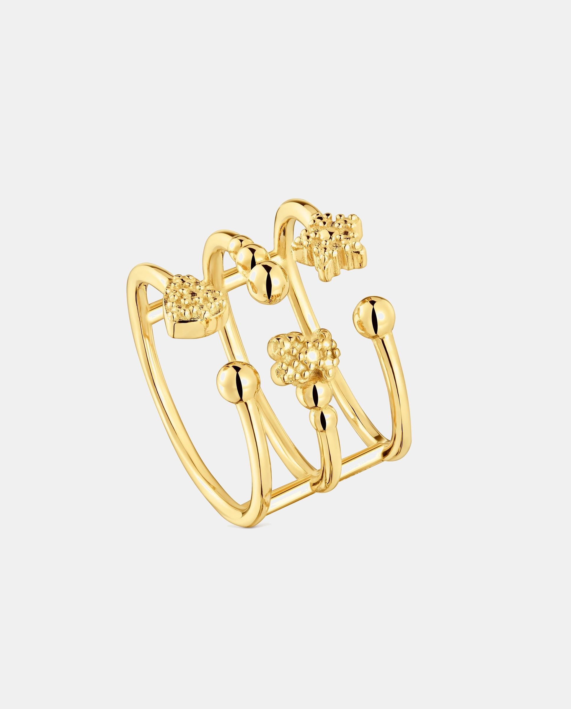 Imagem 0 de Anel Banhado a Ouro de 18 Kt Sobre Prata Grain Grande